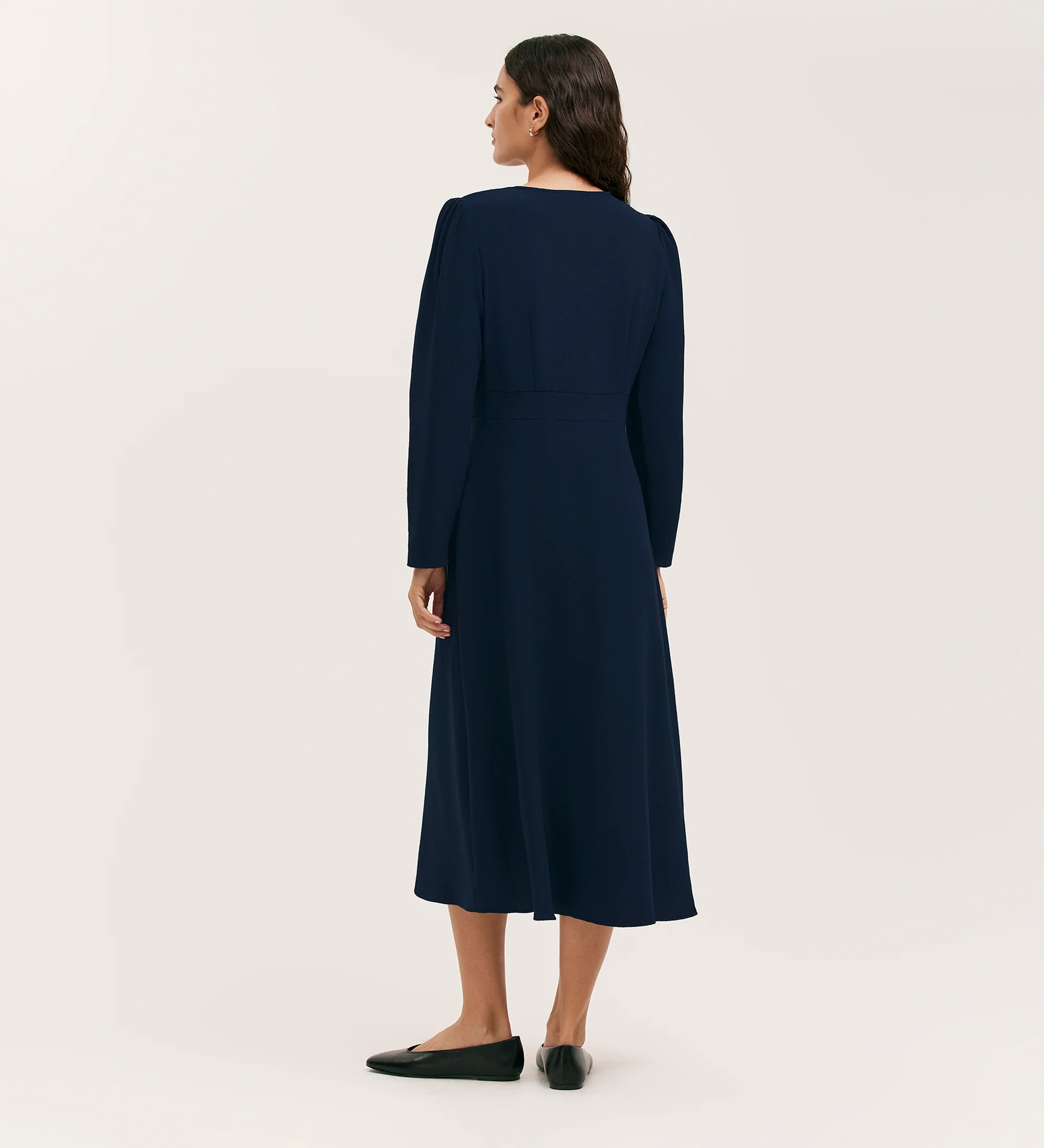 Caprice Navy Crepe Midi Dress - Image 4