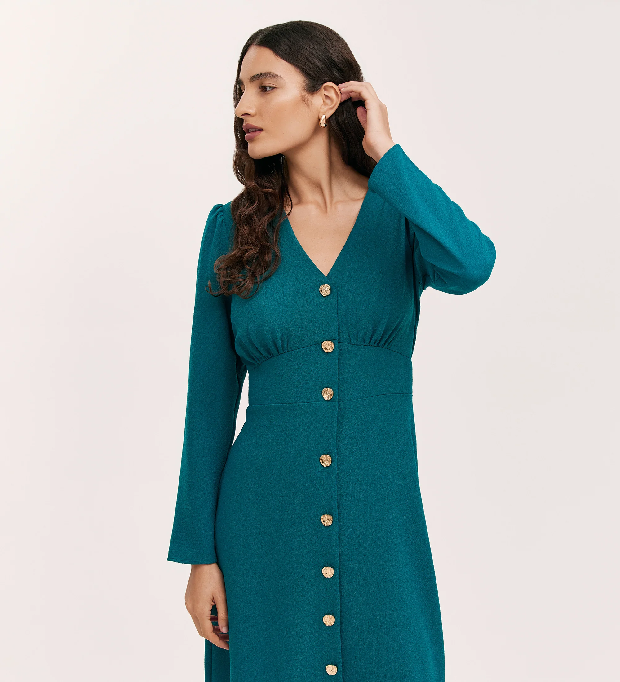 Caprice Petrol Crepe Midi Dress - Image 3