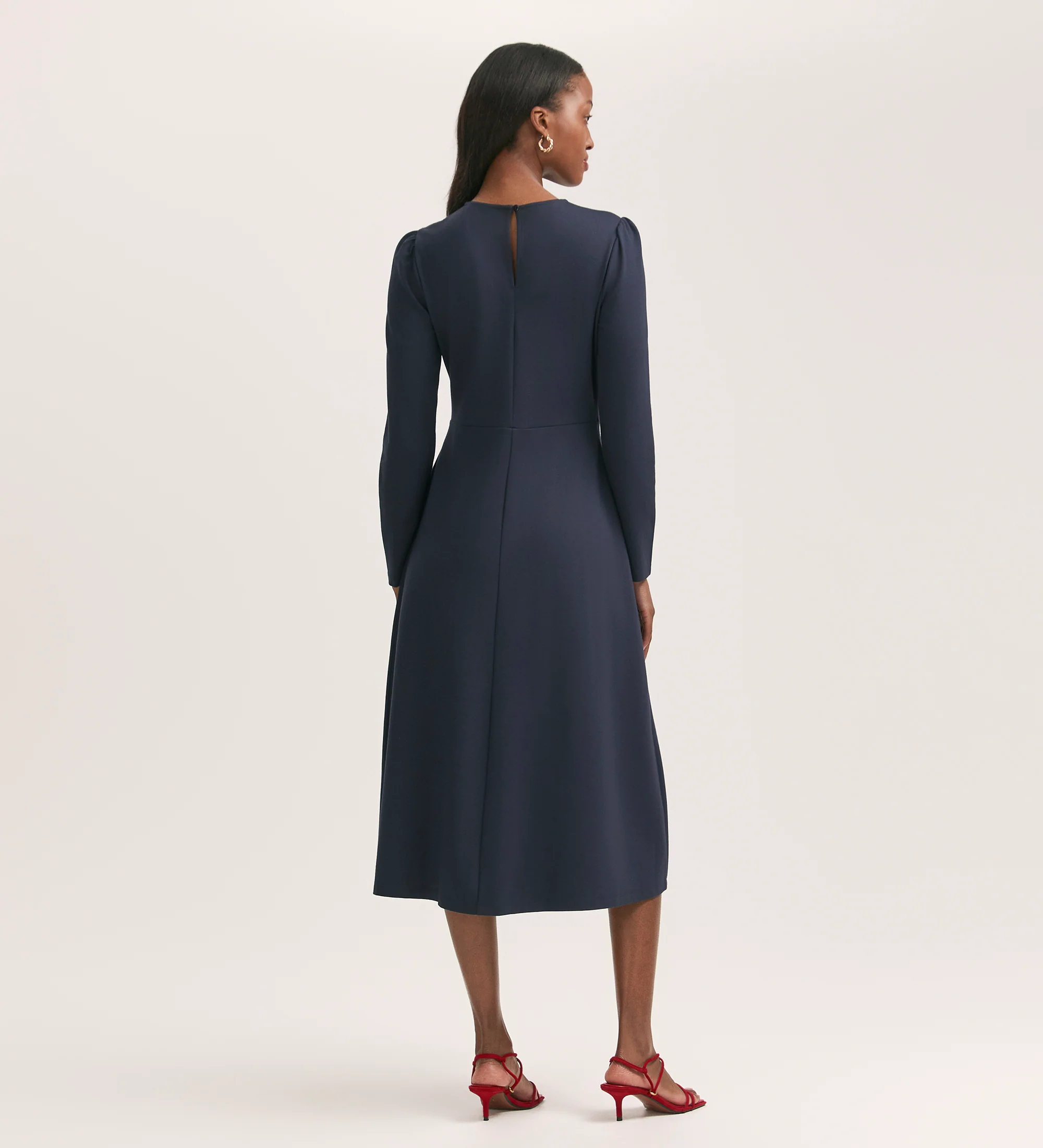 Carla Navy Ponte Jersey Midi Dress - Image 4