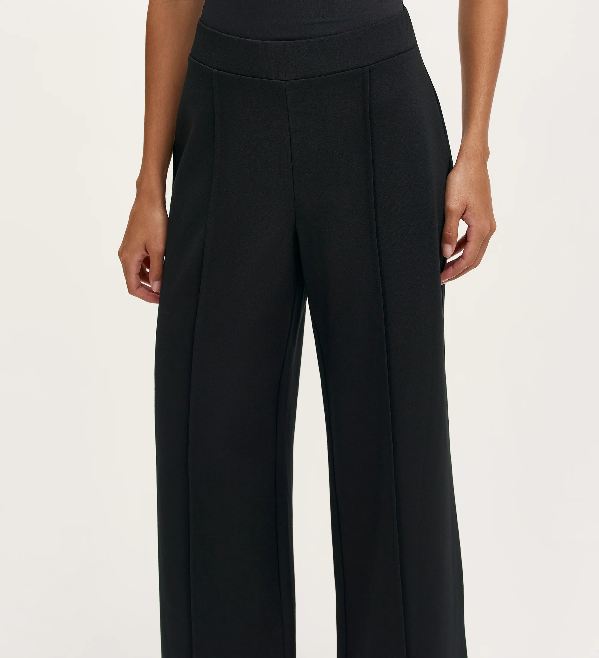 Caryl Black Ponte Jersey Wide Leg Trouser - Image 3