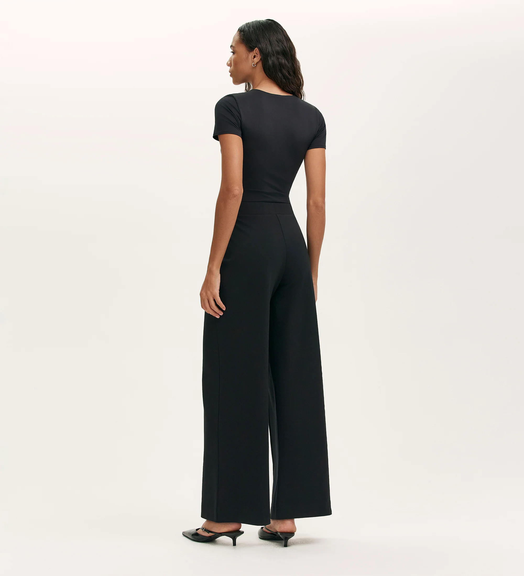 Caryl Black Ponte Jersey Wide Leg Trouser - Image 4