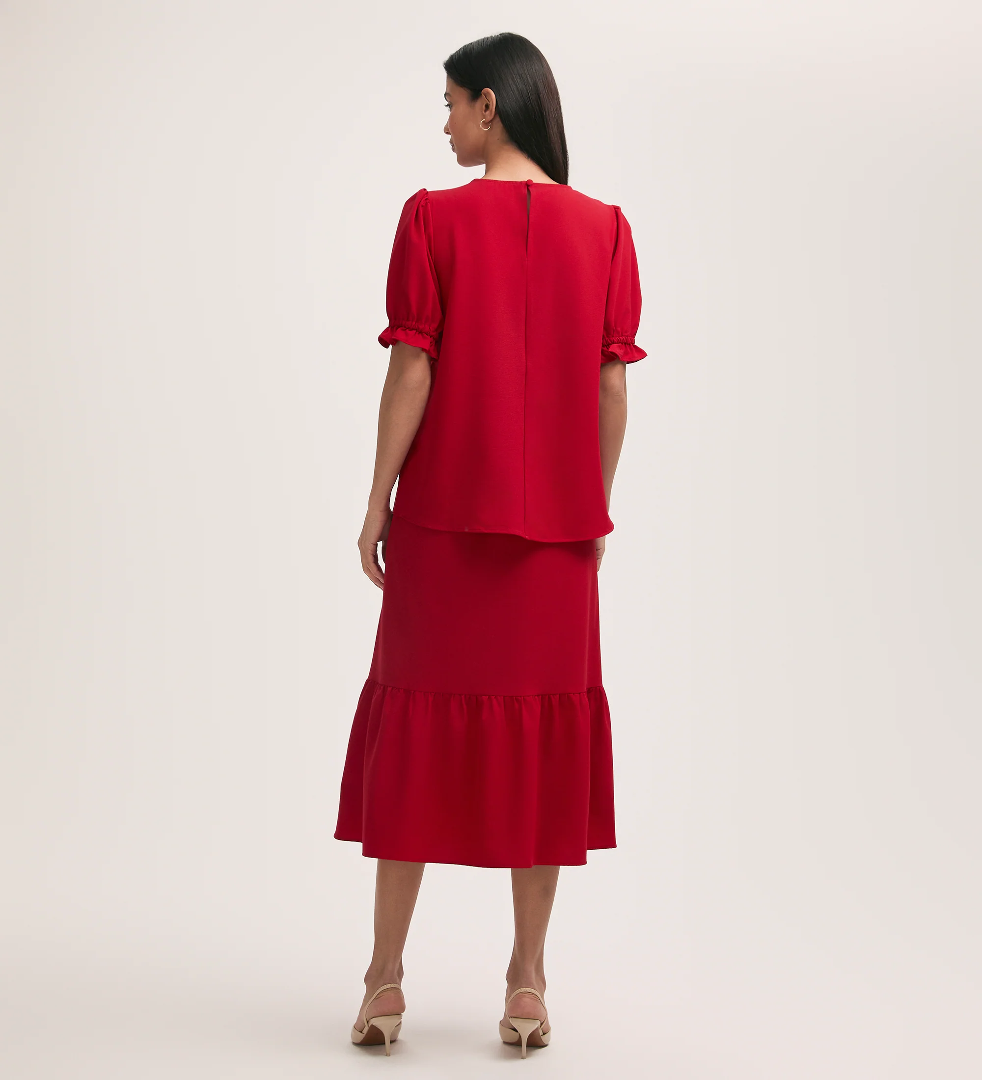 Charlie Red Crepe T-Shirt - Image 5