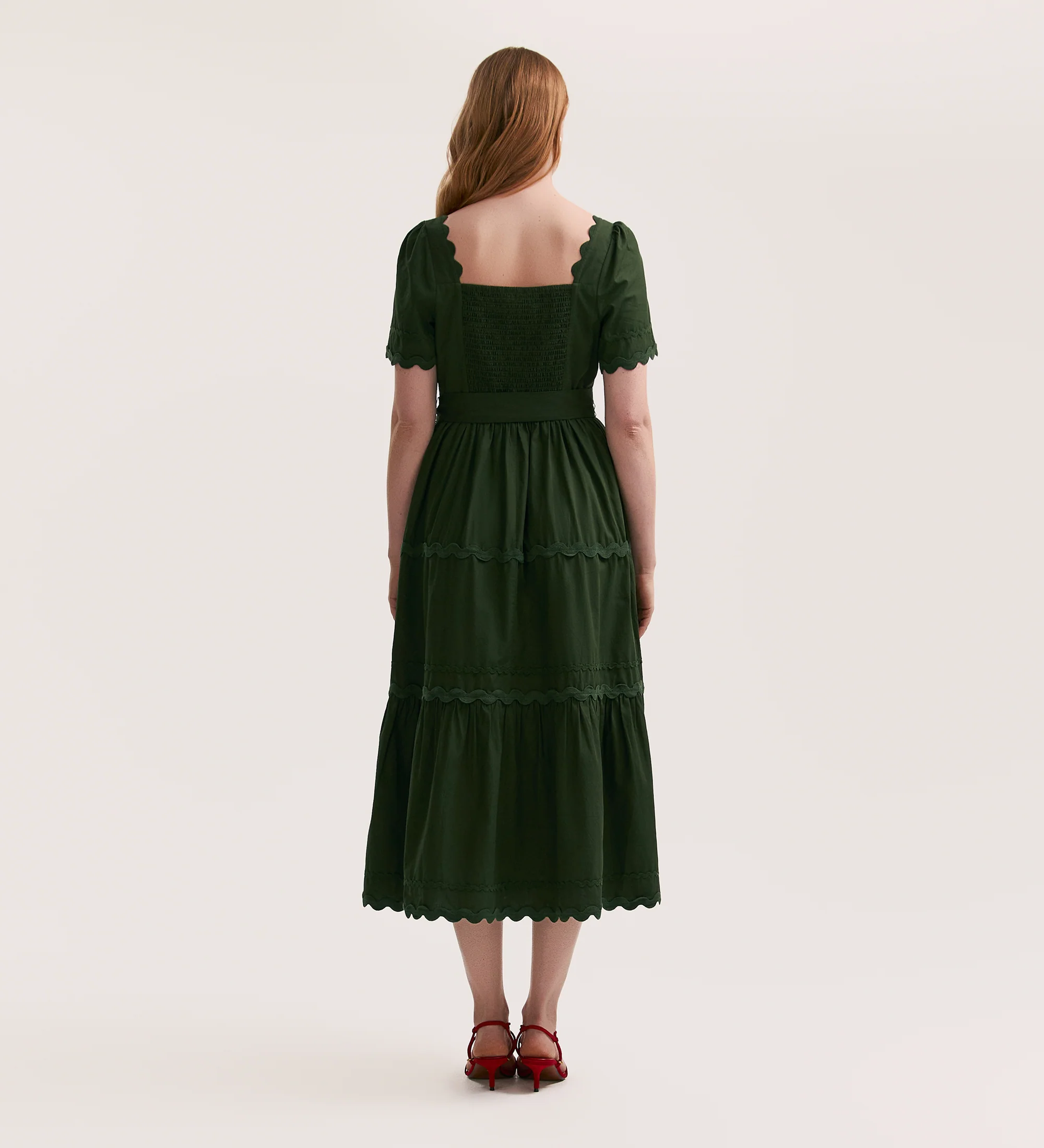 Corina Dark Khaki Cotton Midi Dress - Image 4