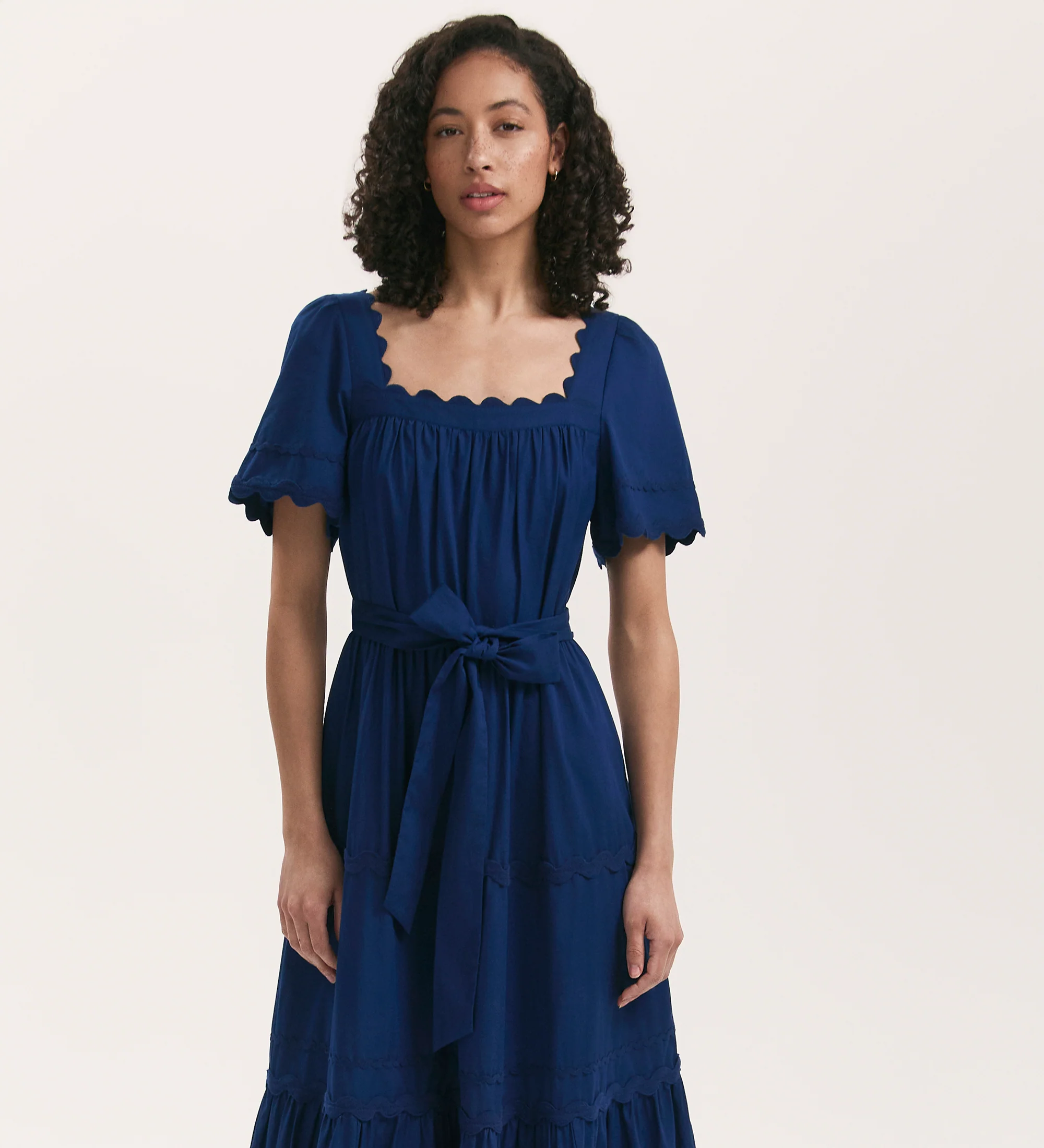 Corina Indigo Cotton Midi Tiered Dress - Image 3