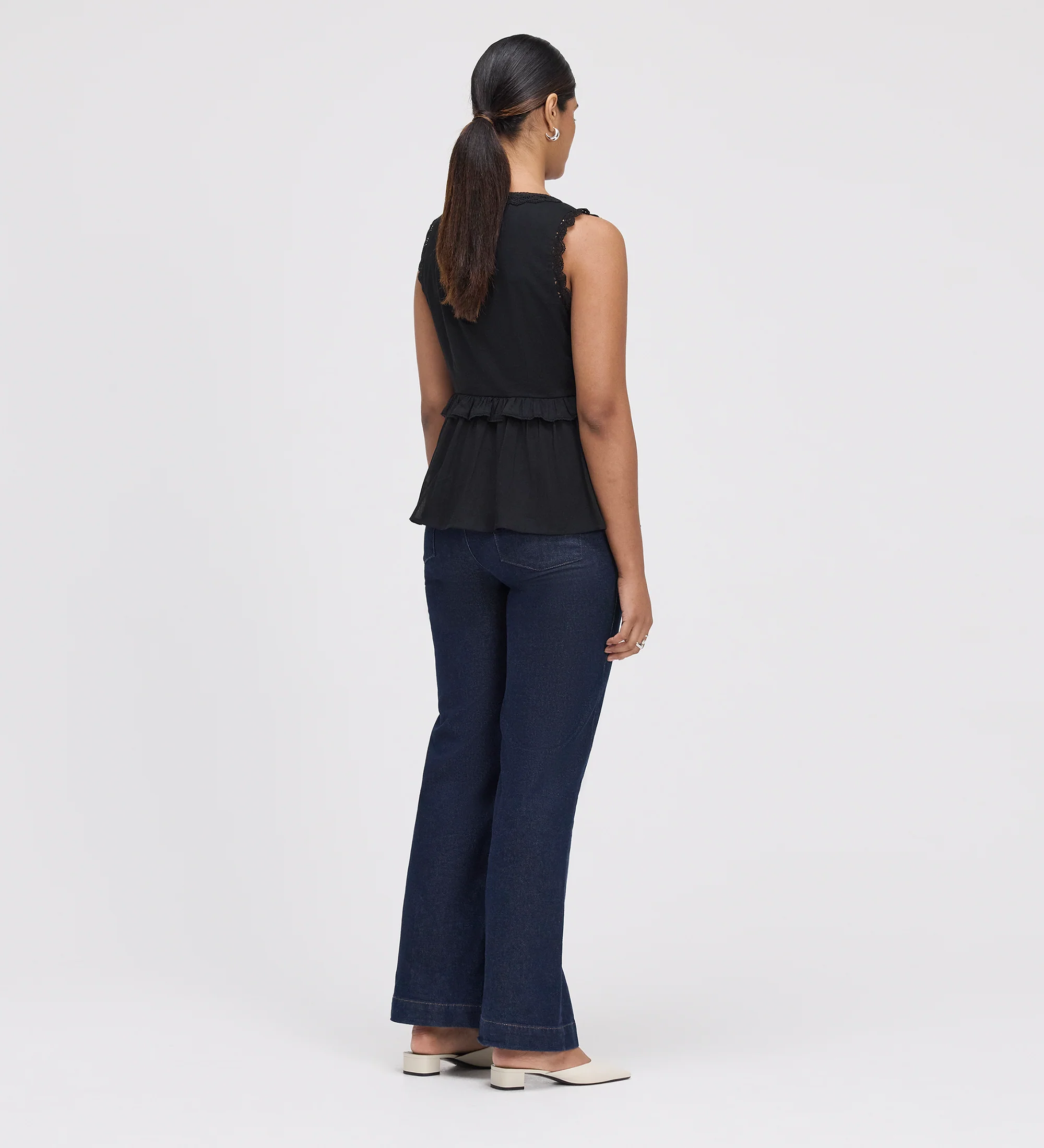 Cyma Black Lace Cotton Sleeveless Top - Image 5