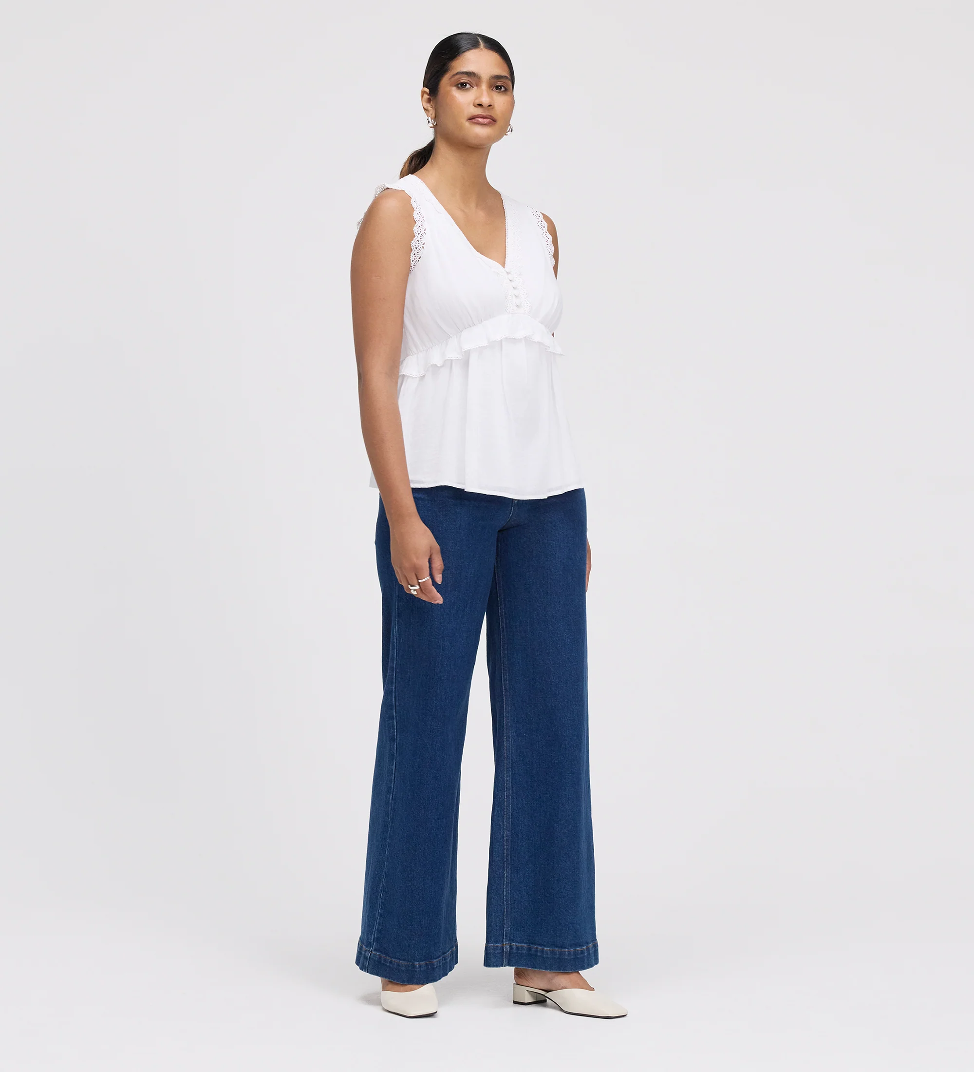 Cyma White Lace Cotton Sleeveless Top - Image 4