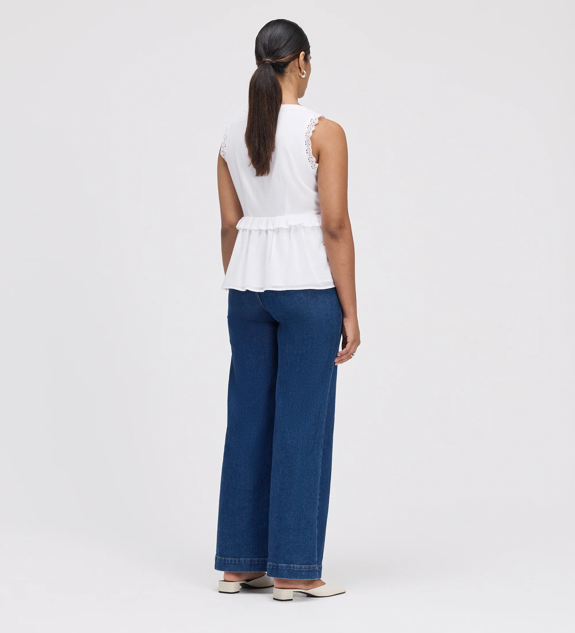 Cyma White Lace Cotton Sleeveless Top - Image 5