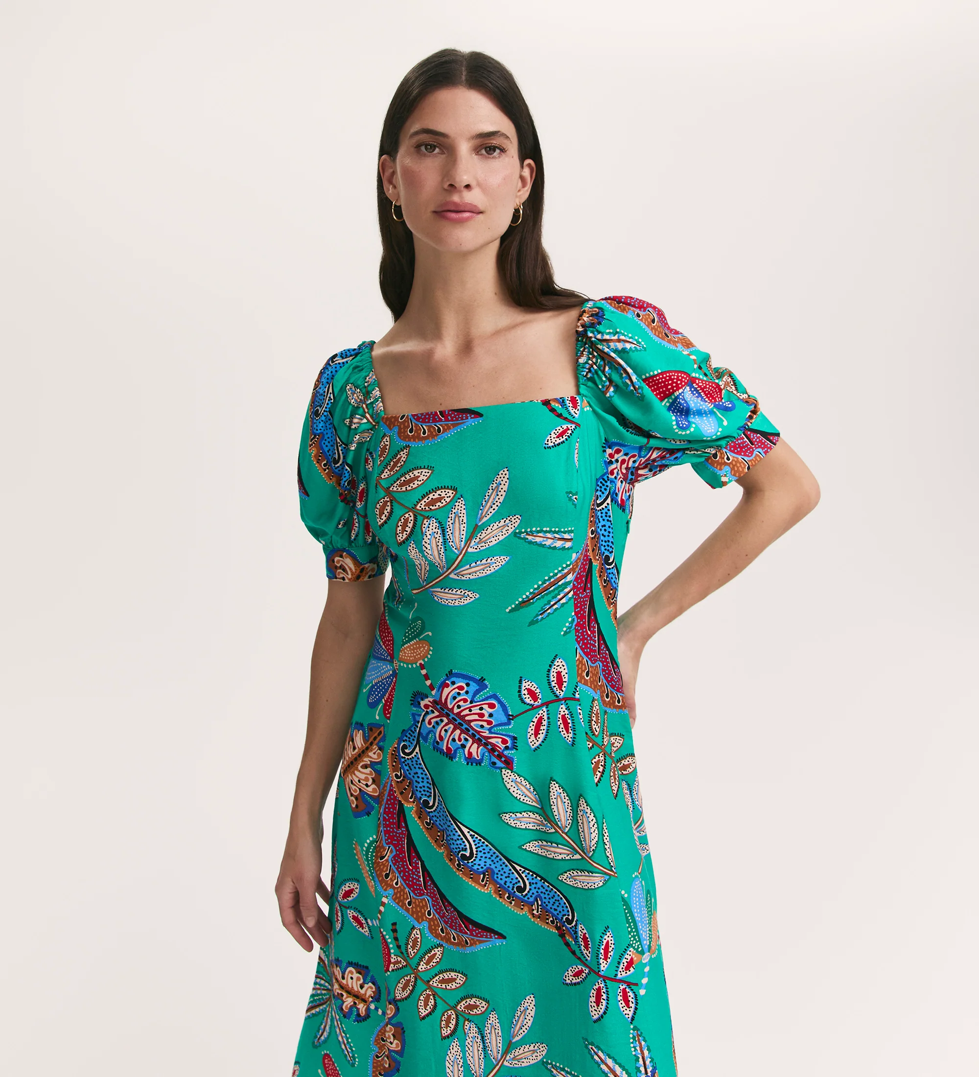 Daisy Green Leaves Midi Dress - Image 3