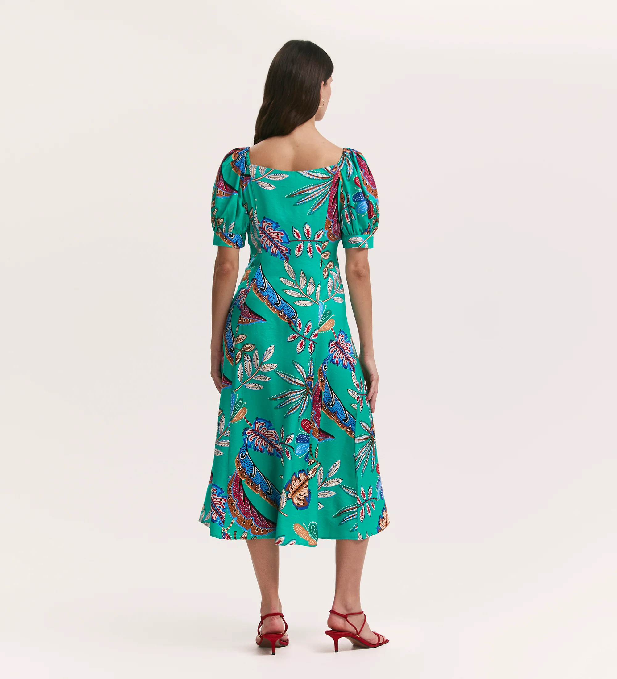 Daisy Green Leaves Midi Dress - Image 4