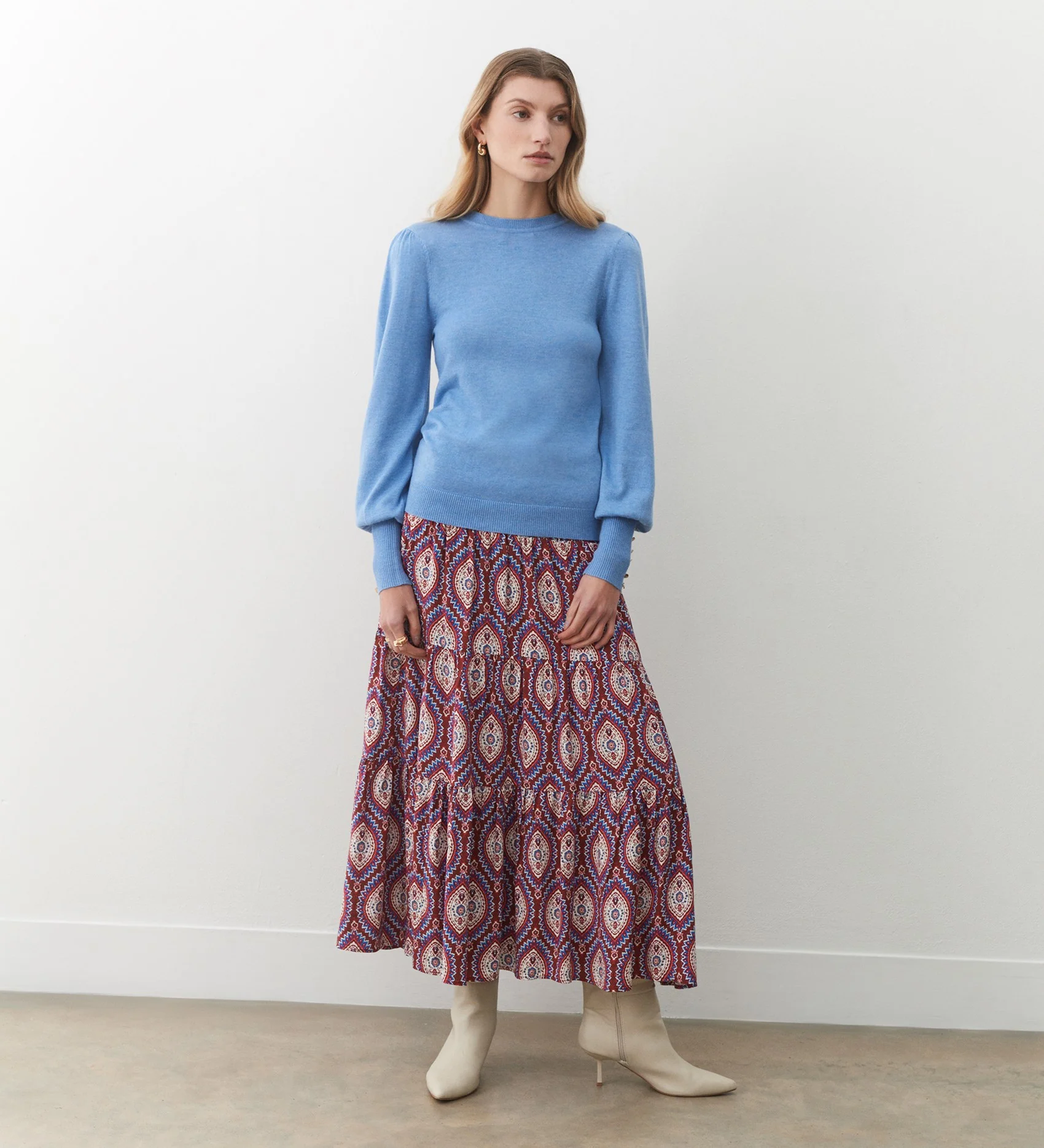 Daniela Pink Paisley Midi Skirt - Image 2