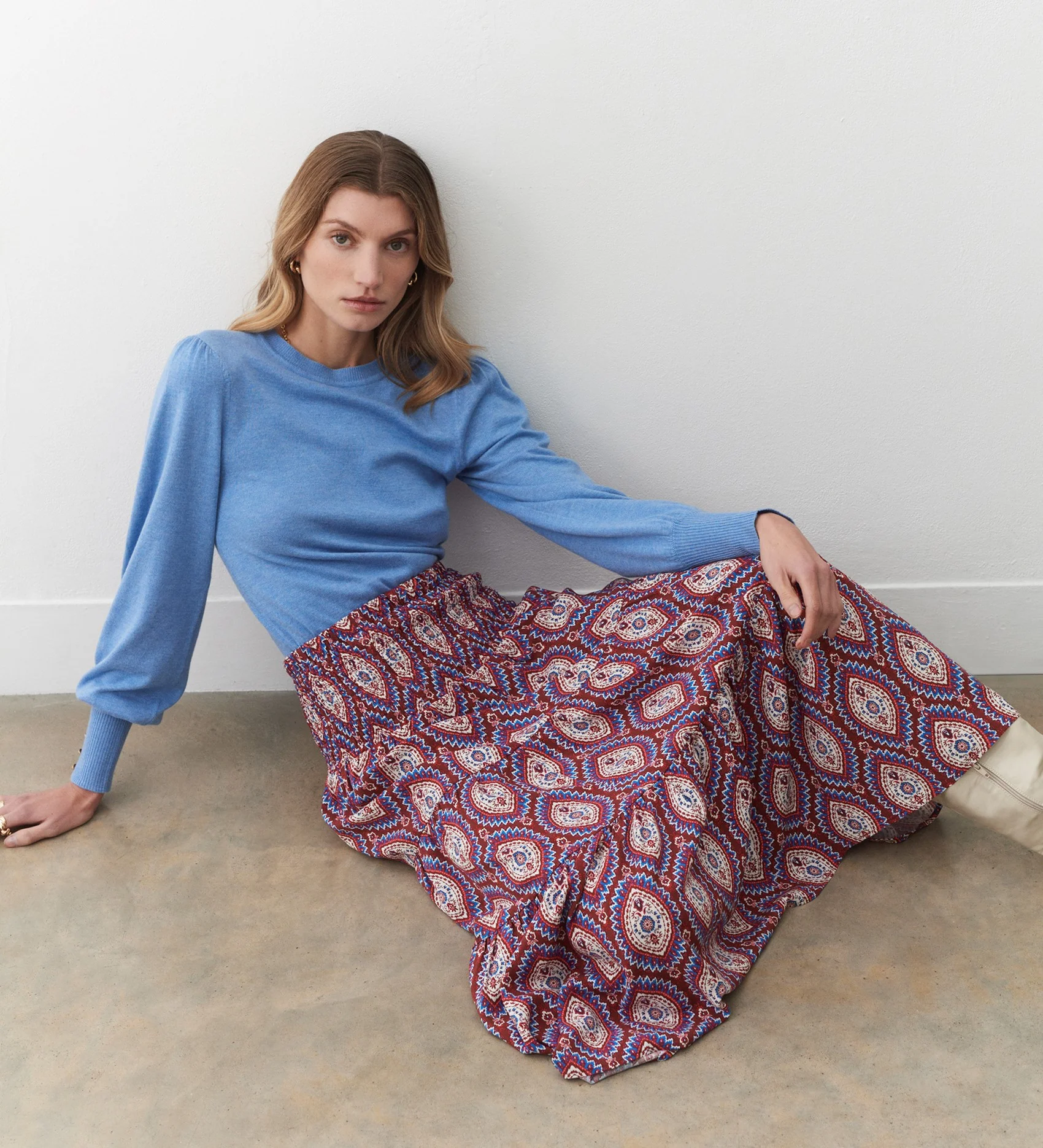 Daniela Pink Paisley Midi Skirt - Image 4