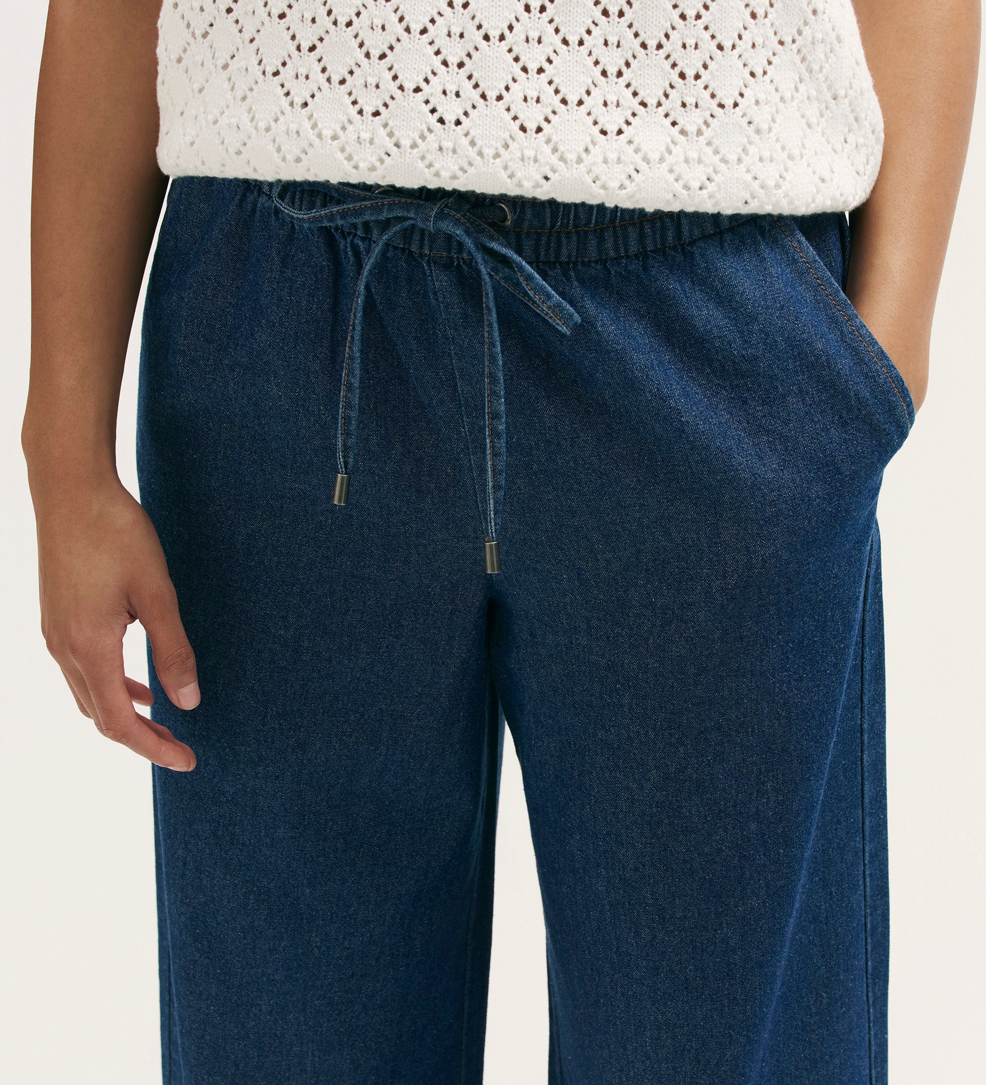 Dixie Indigo Denim Wide Leg Trousers - Image 4