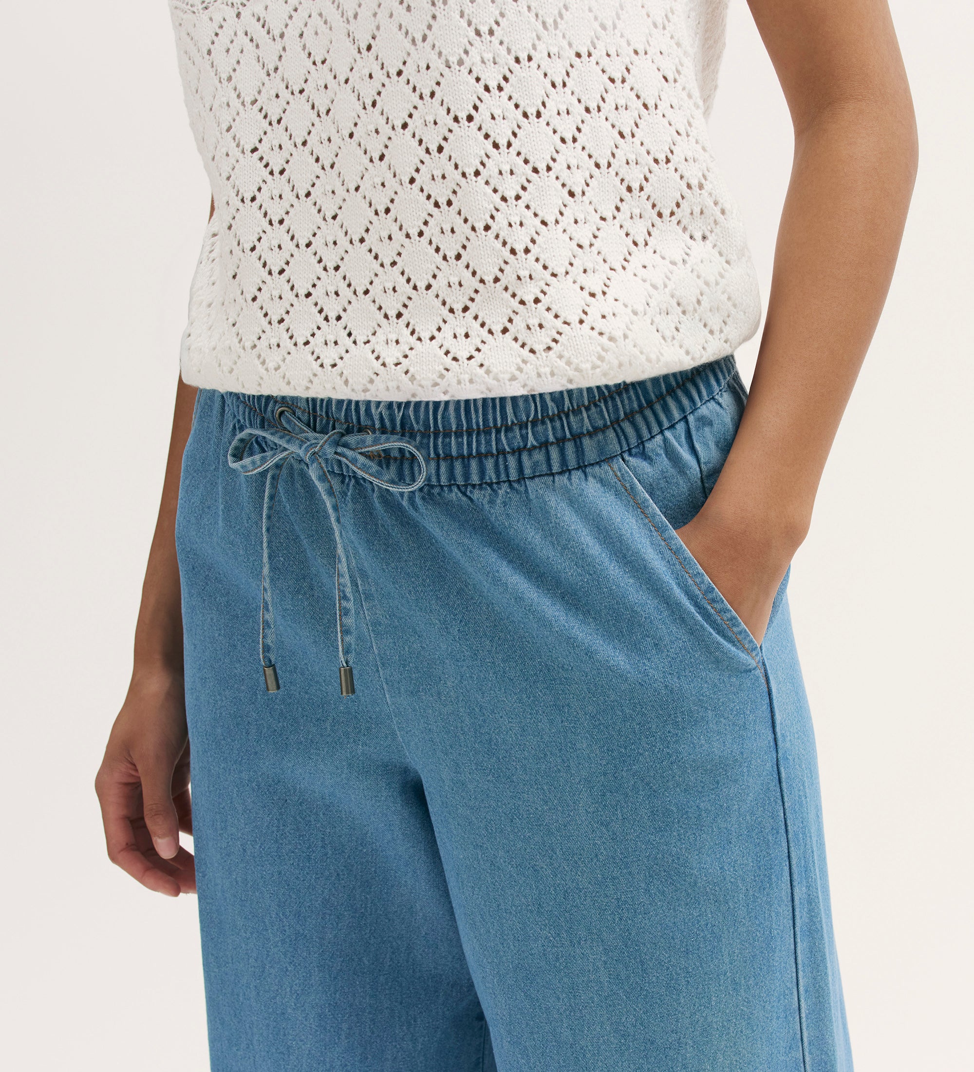 Dixie Light Blue Denim Wide Leg Trousers - Image 3