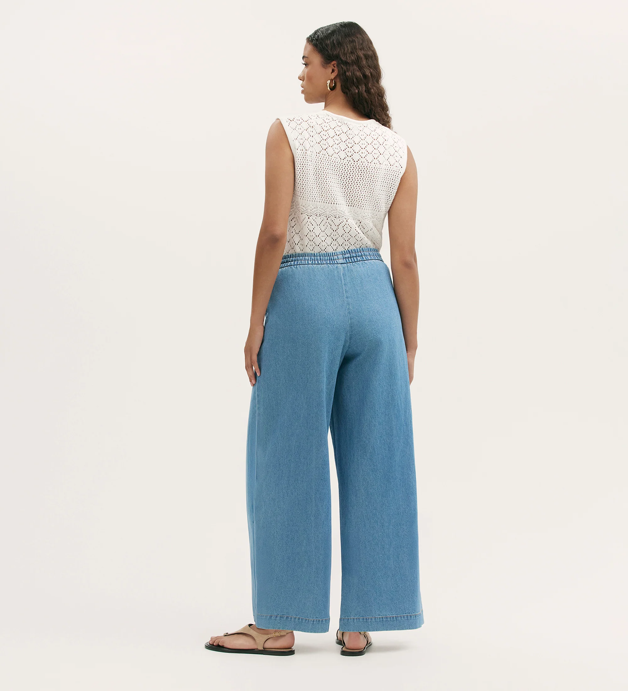 Dixie Light Blue Denim Wide Leg Trousers - Image 4