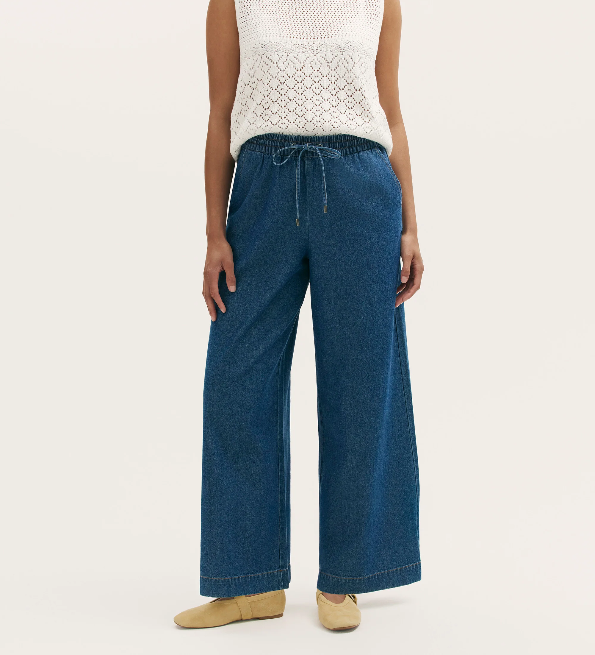 Dixie Mid Blue Denim Wide Leg Trousers - Image 2