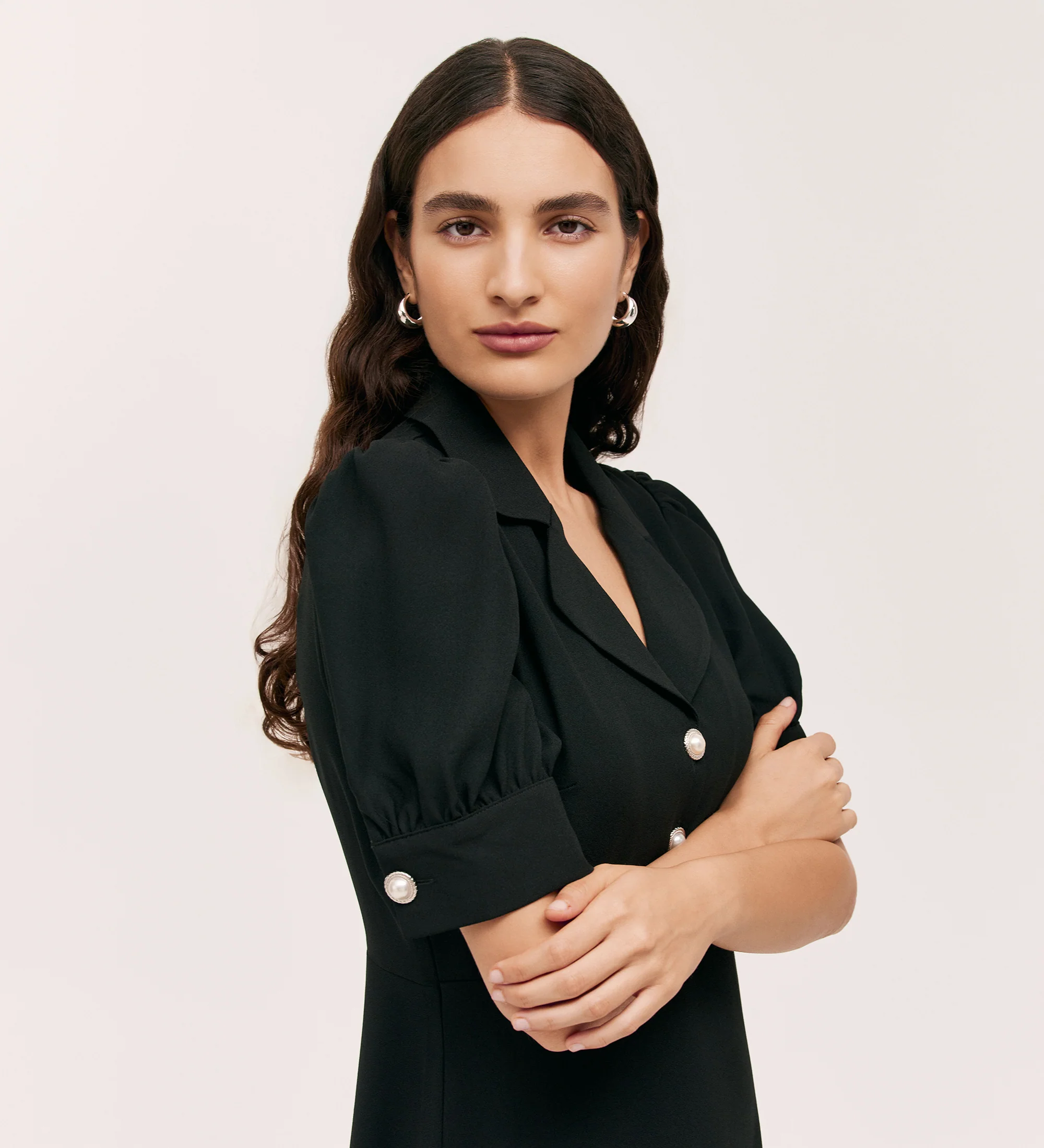 Dorothy Black Crepe Midi Dress - Image 4