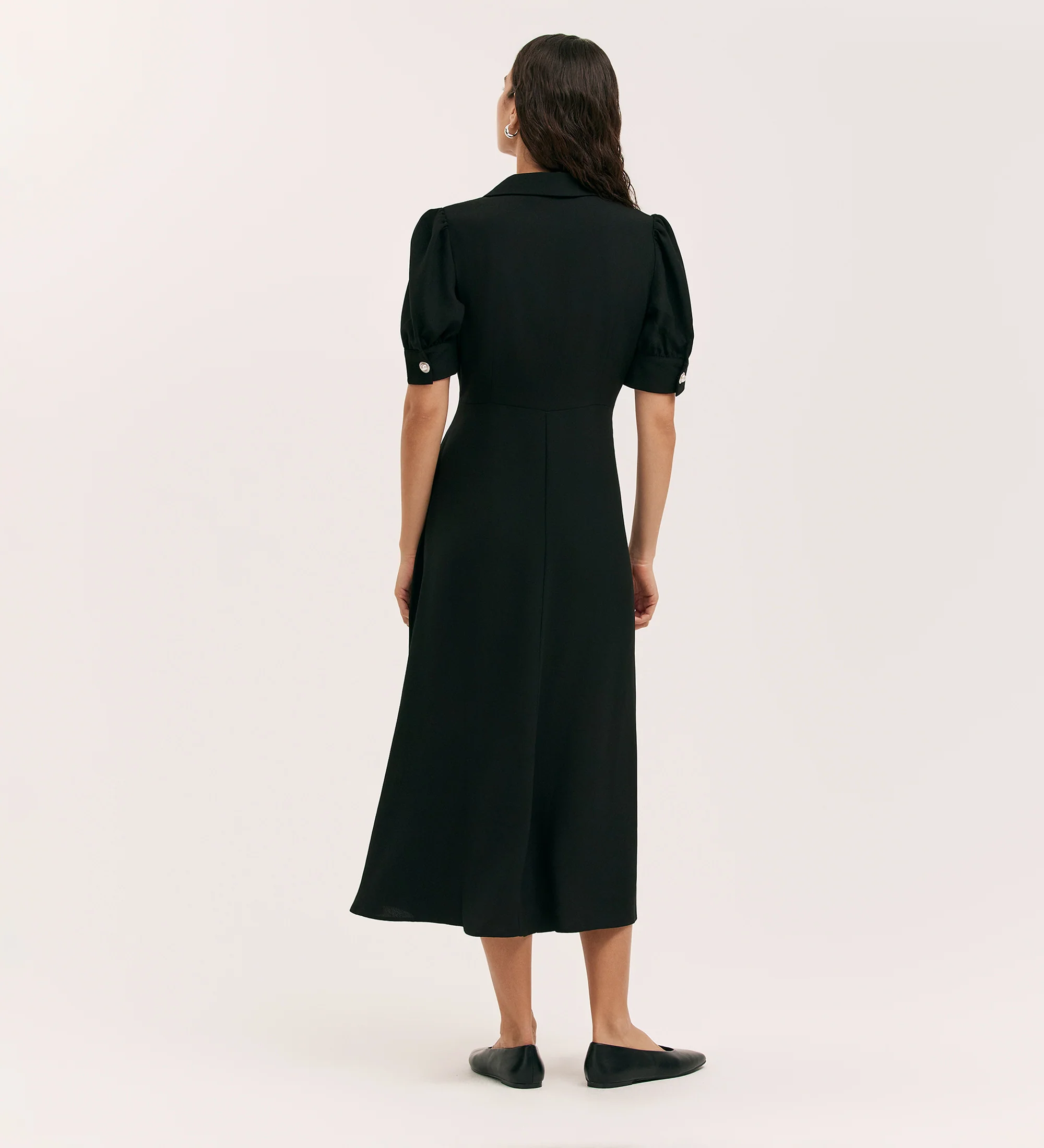 Dorothy Black Crepe Midi Dress - Image 5