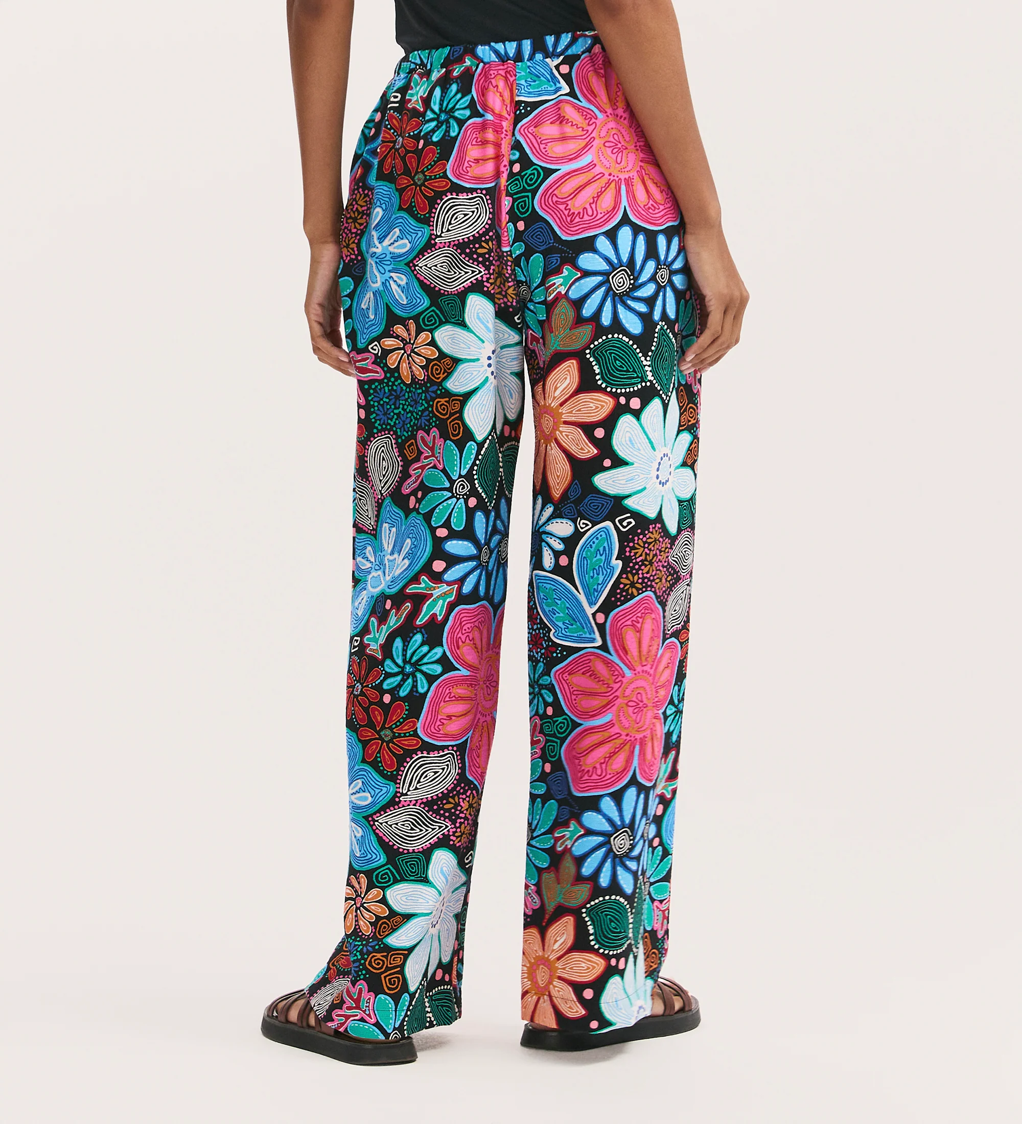 Eden Blue Floral Wide Leg Trousers - Image 4