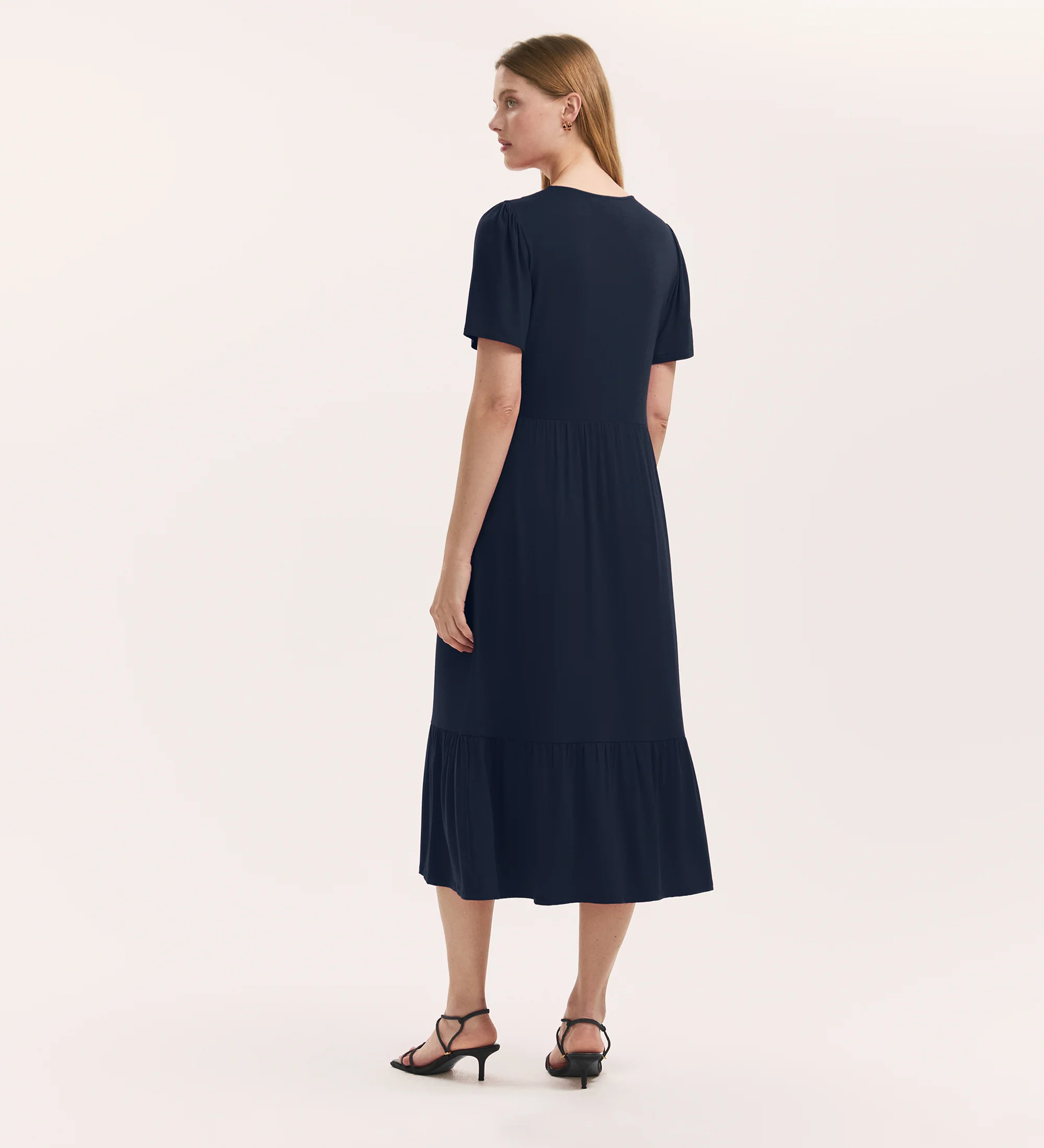 Edith Navy Jersey Midi Dress - Image 4