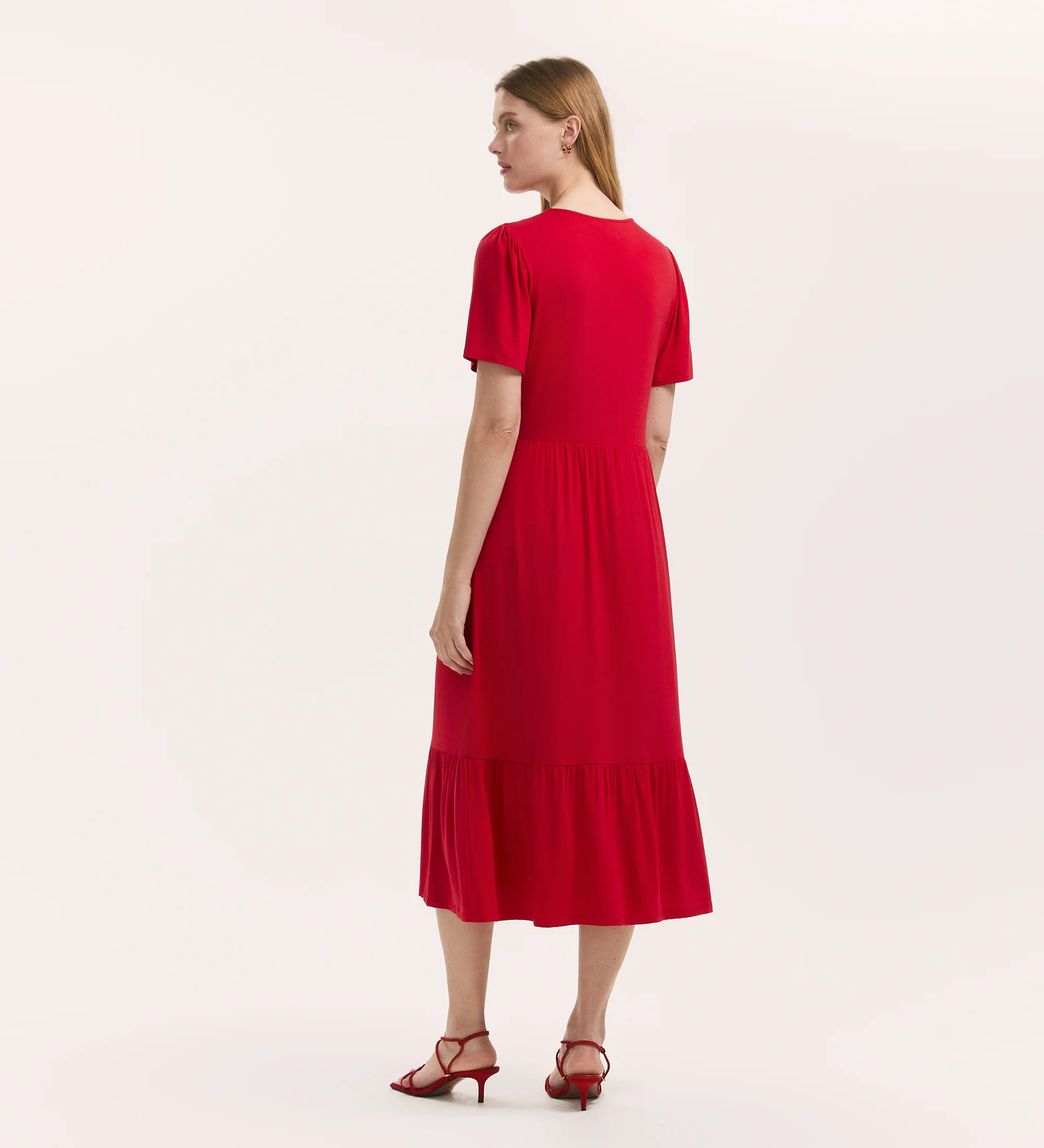 Edith Red Jersey Midi Dress - Image 4