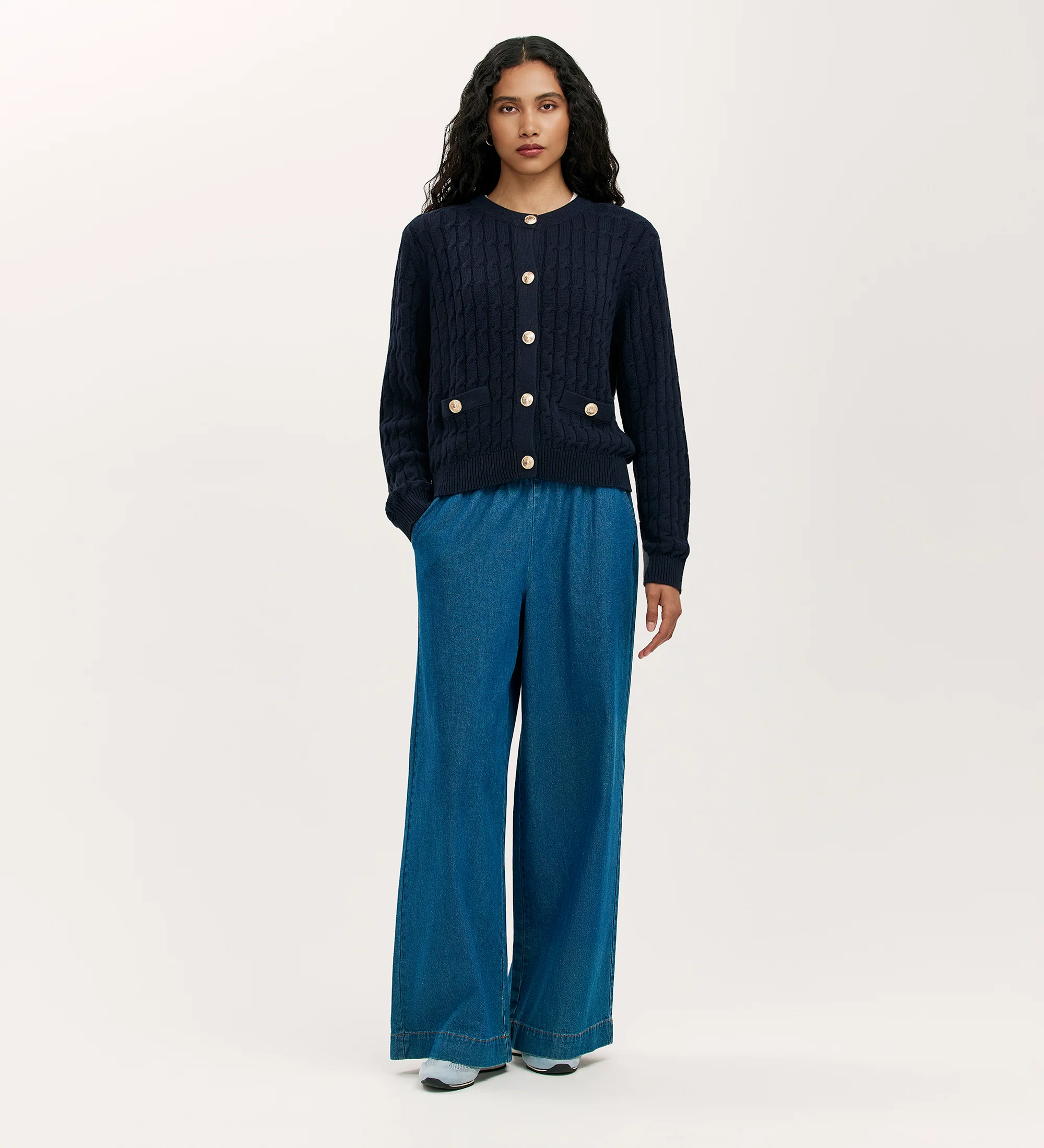 Elaine Navy Knitted Cardigan - Image 2
