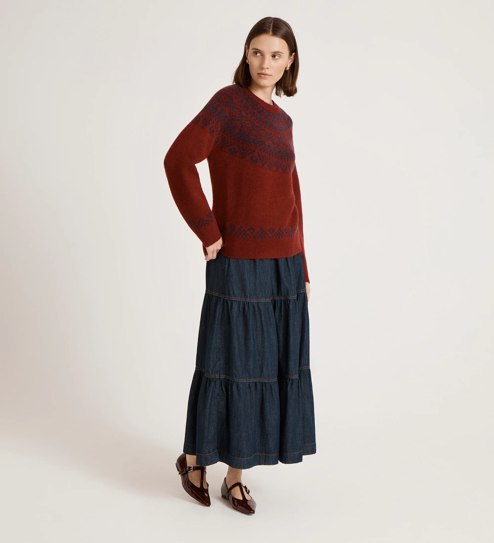 Elina Burgundy Knitted Jumper - Image 4