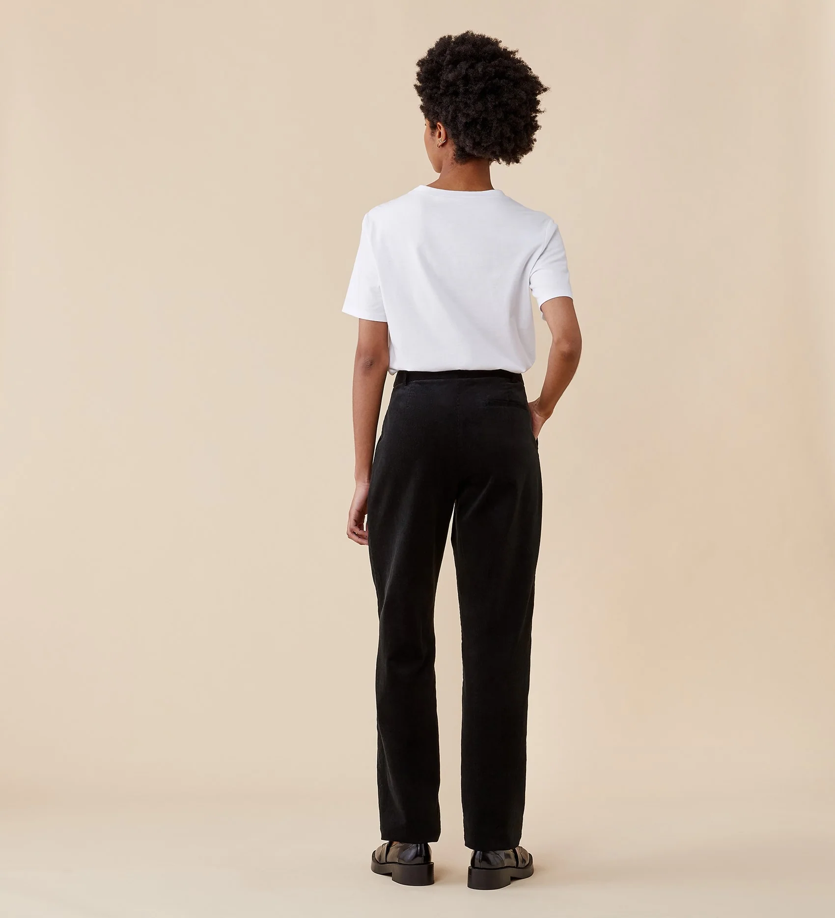 Ella Black Cotton Cord Trousers - Image 2