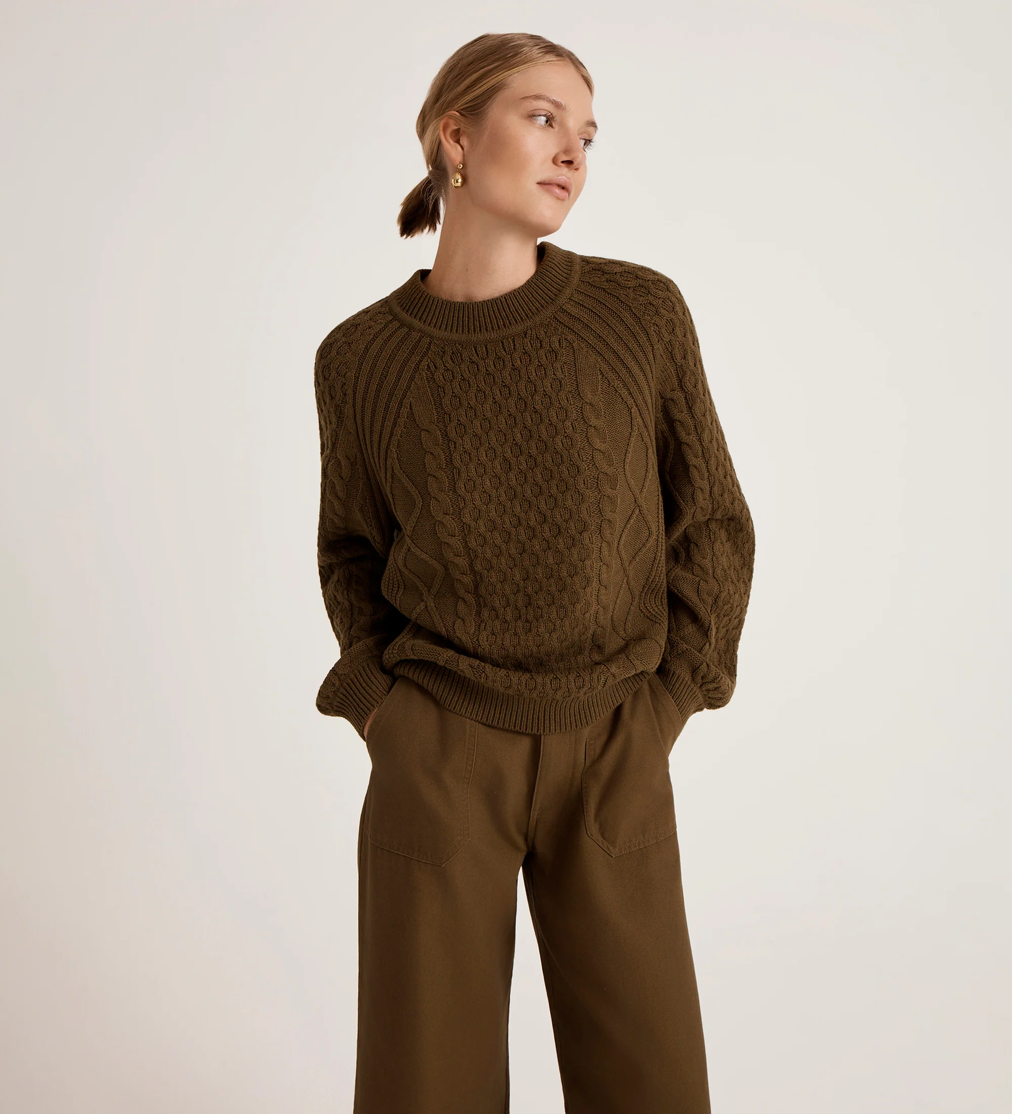 Ellie Khaki Knitted Jumper - Image 3