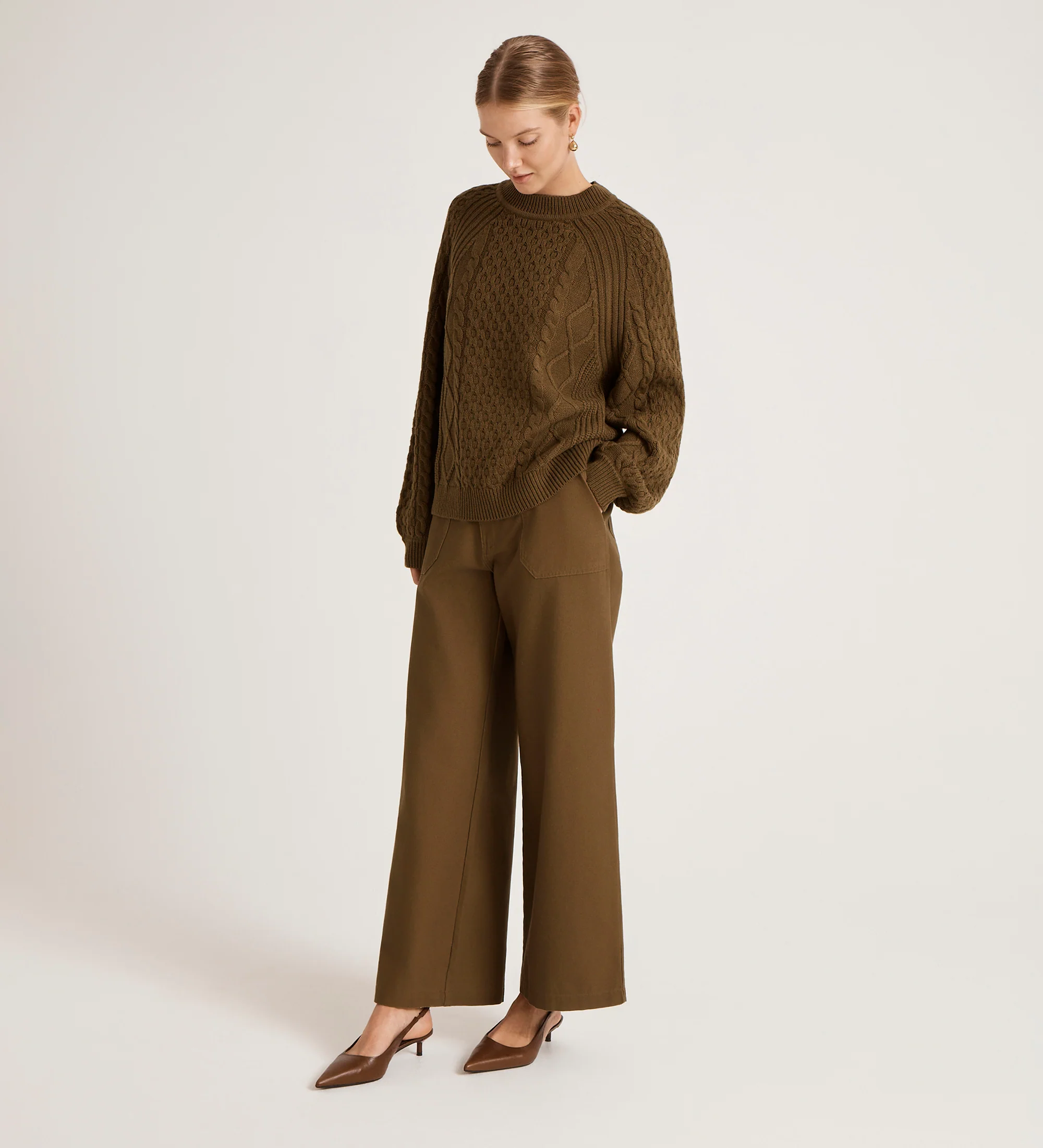 Ellie Khaki Knitted Jumper - Image 4