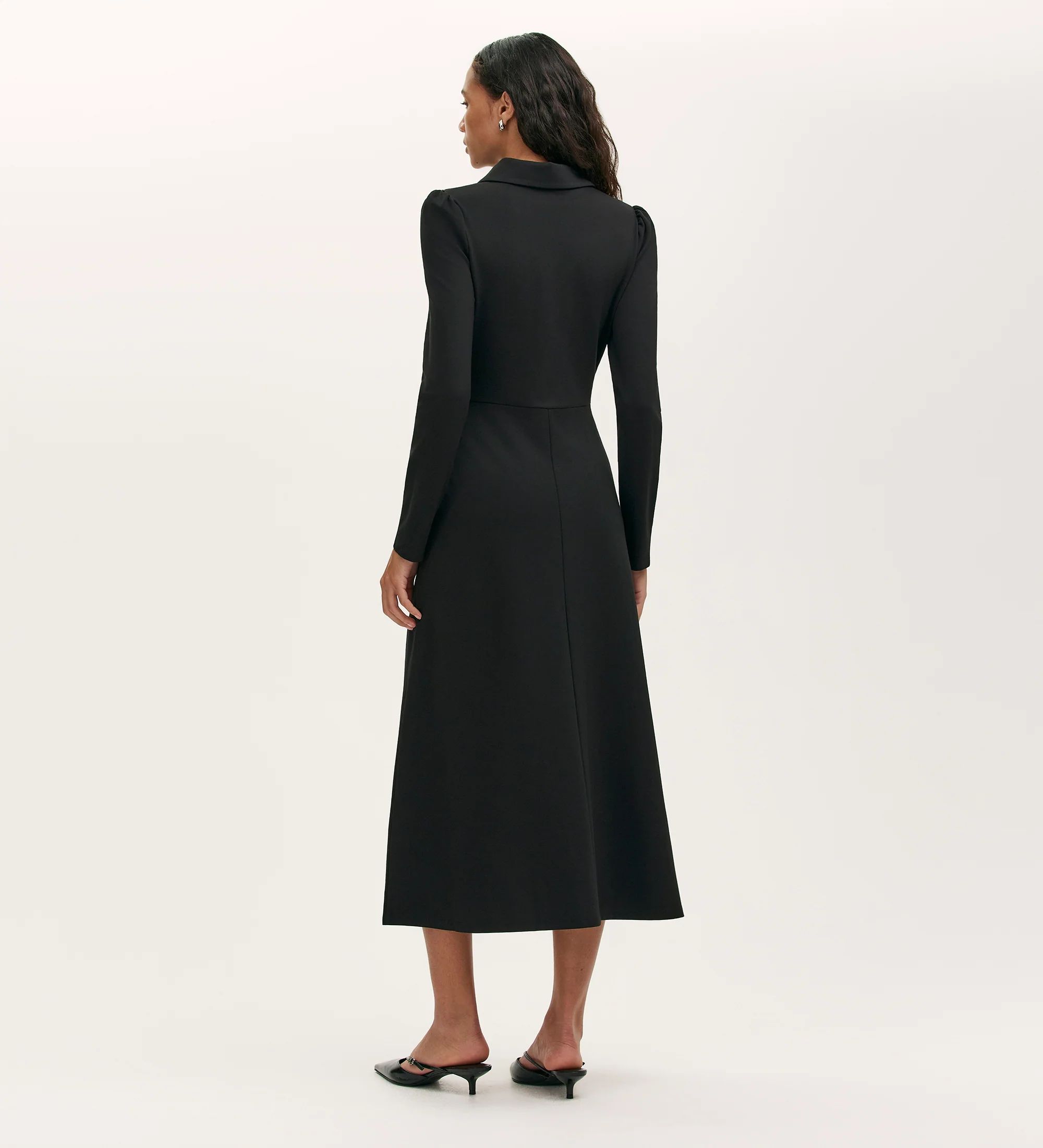 Elvira Black Jersey Midi Dress - Image 4