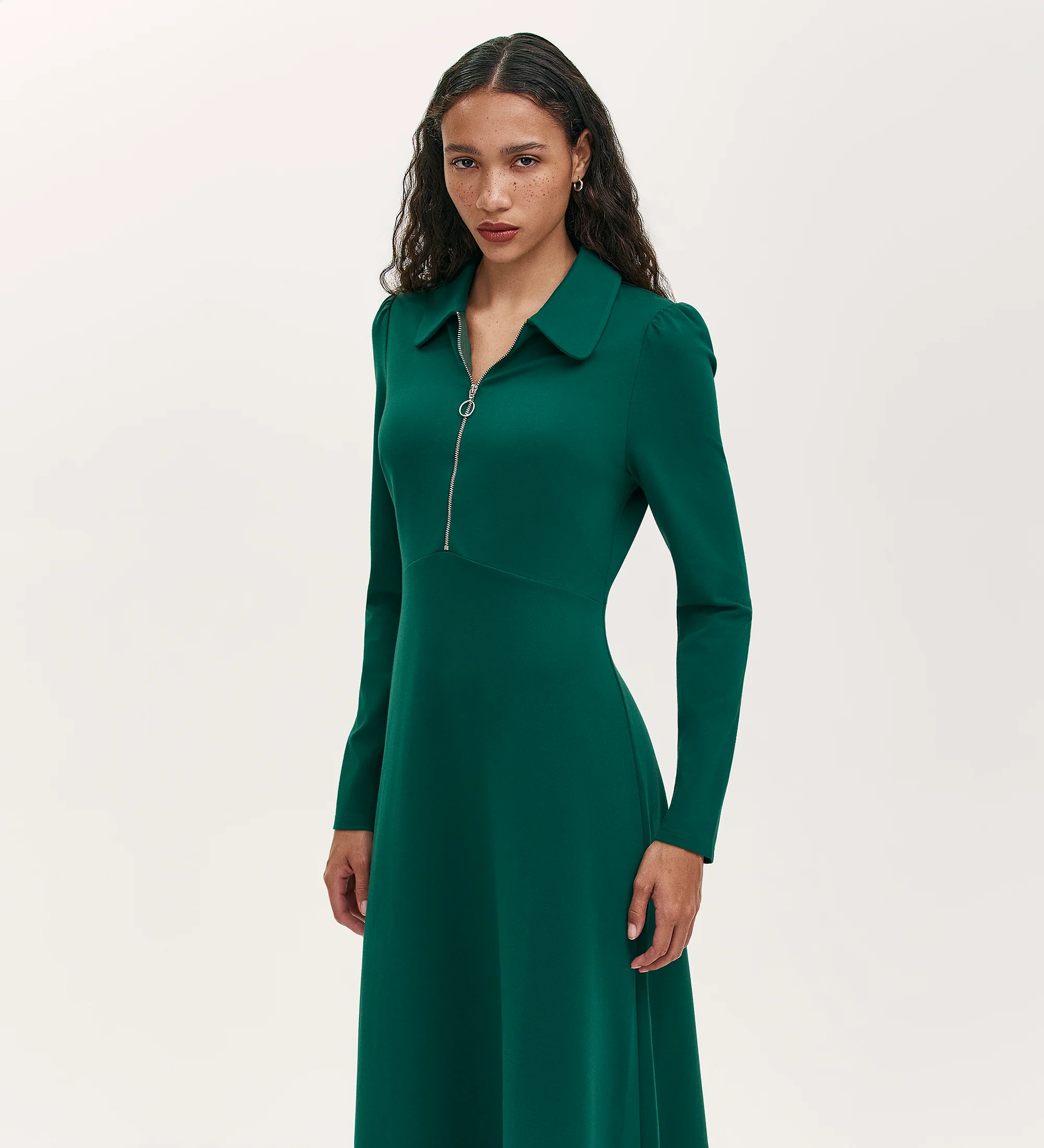 Elvira Bottle Green Jersey Midi Dress - Image 3