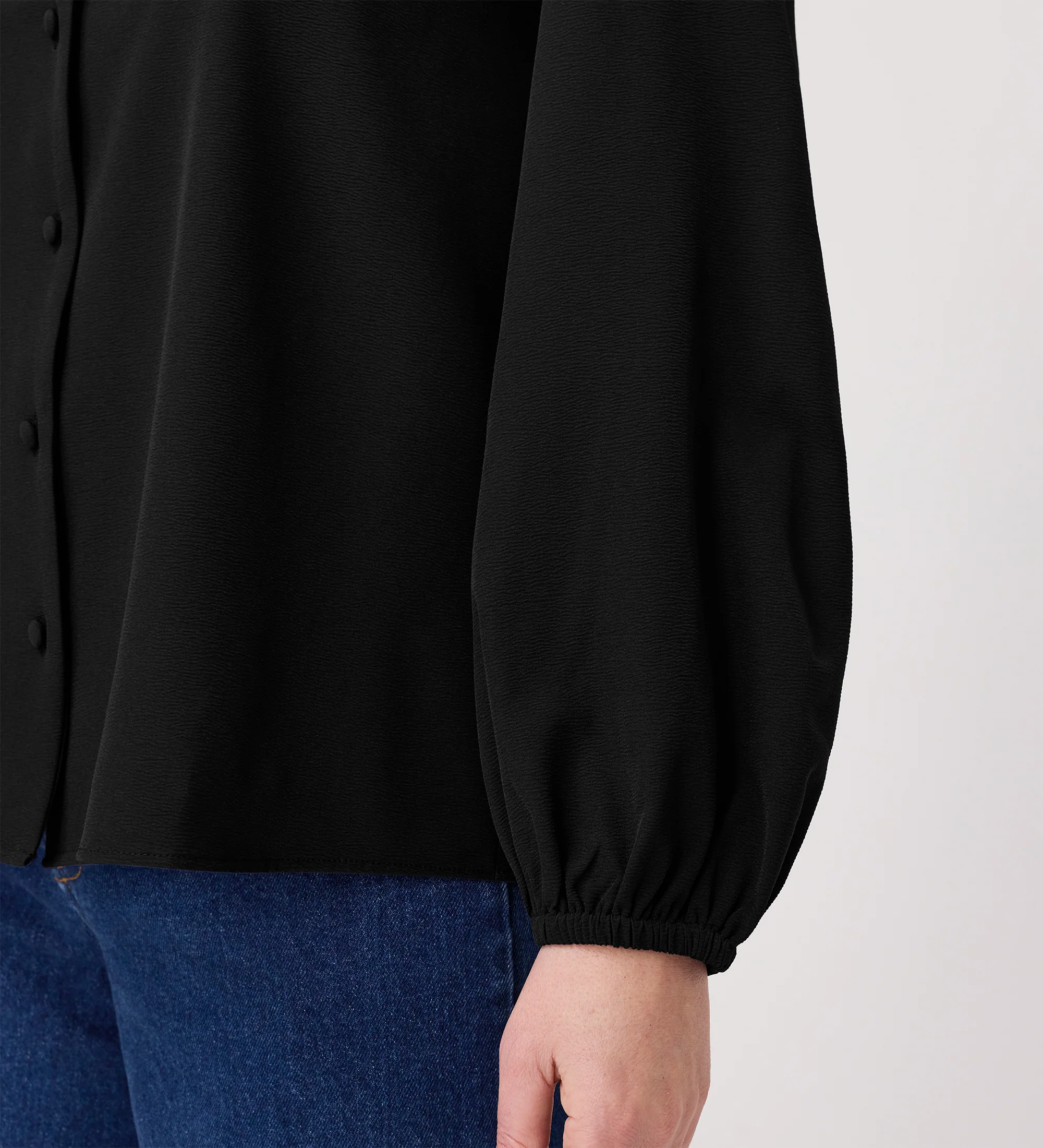 Elvora Black Button Up V-neck Top - Image 4