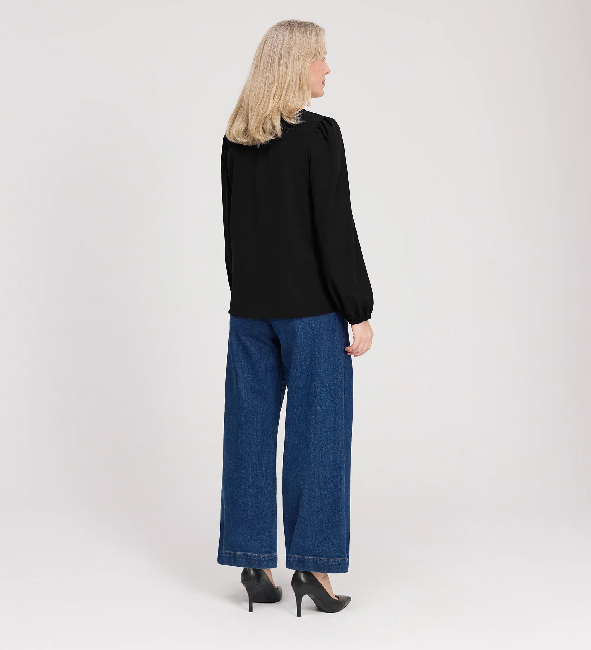 Elvora Black Button Up V-neck Top - Image 5