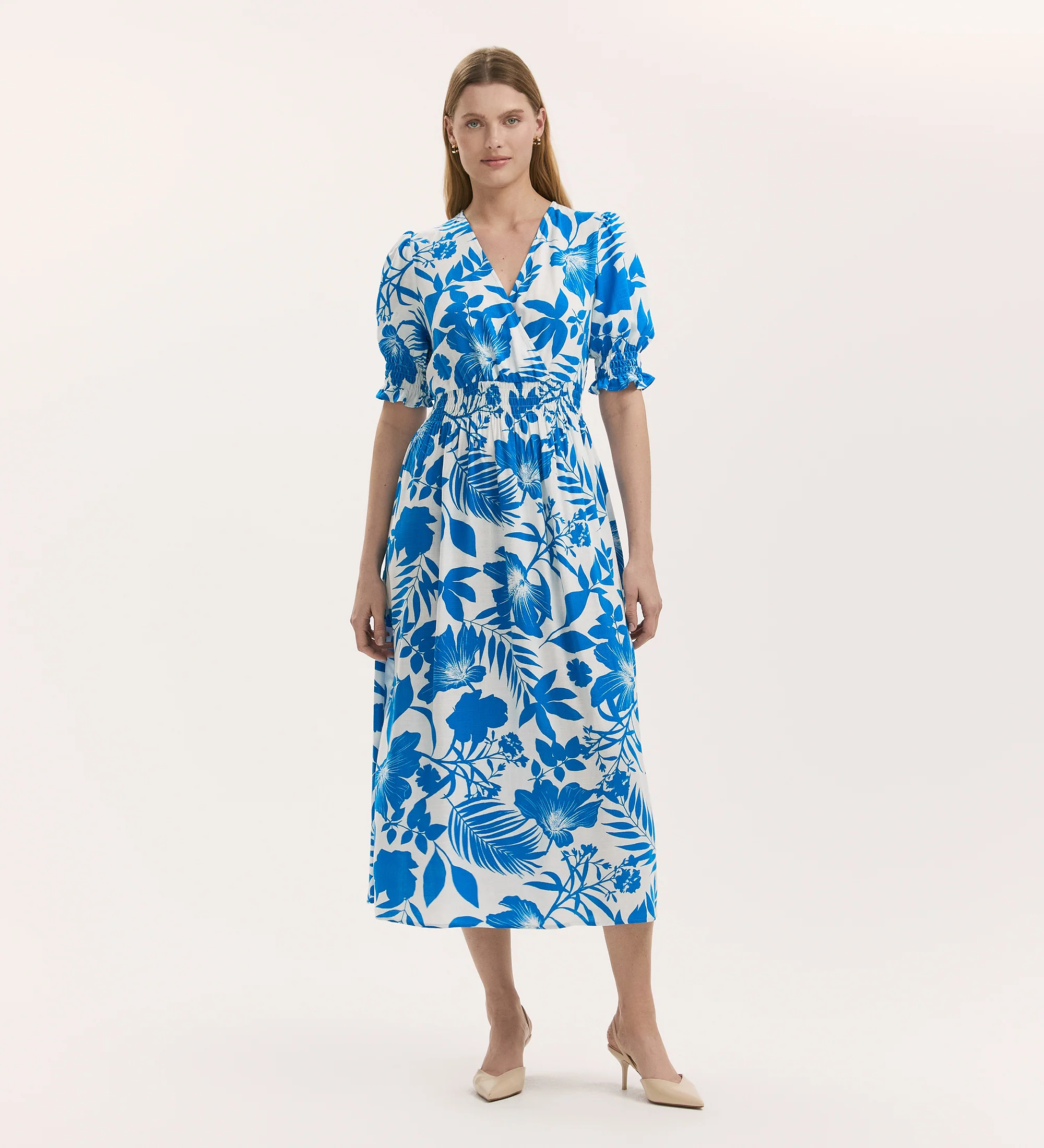 Emily Blue Tropical Bloom Midi Dress