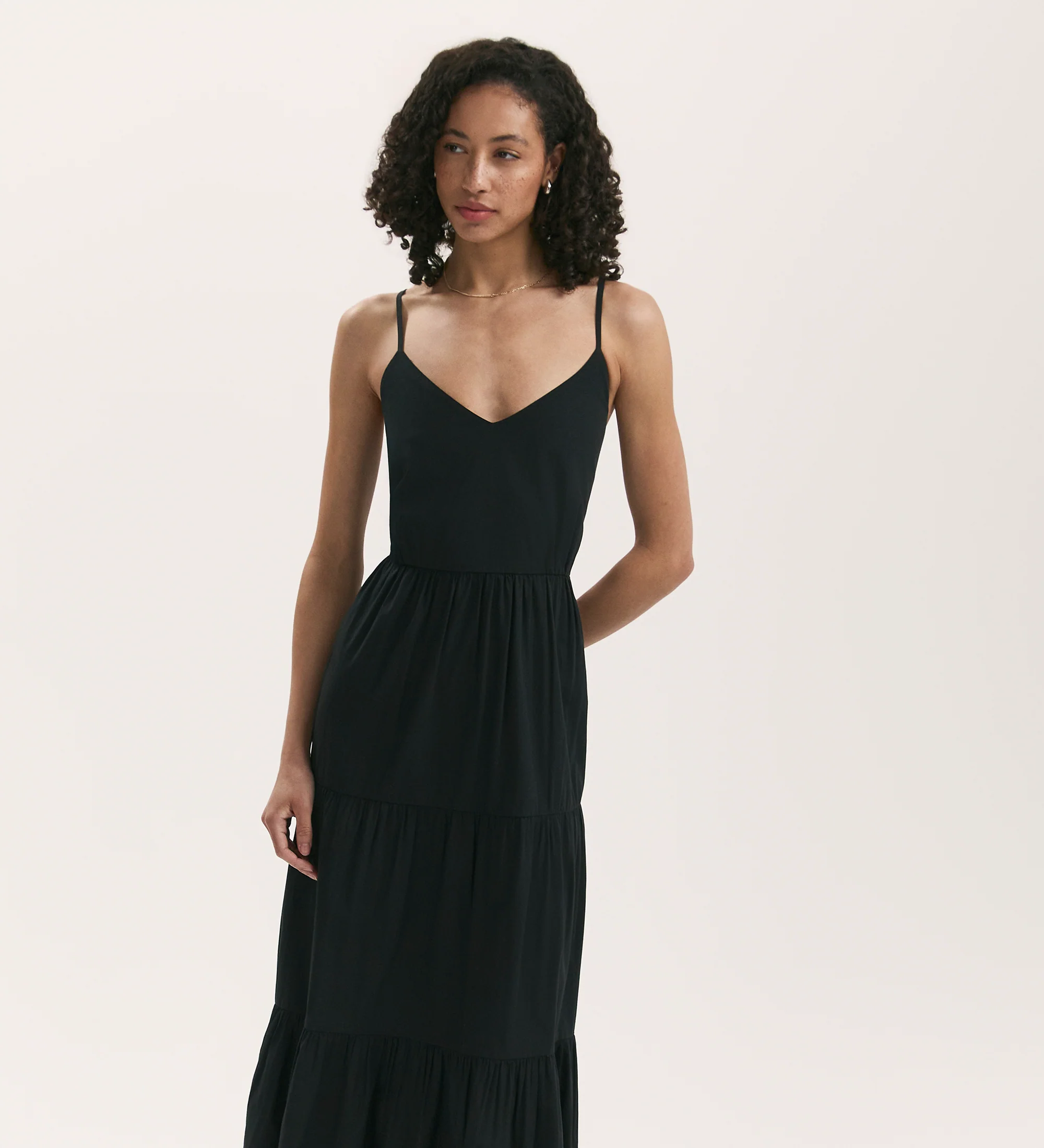 Emmie Black Cotton Midi Dress - Image 3