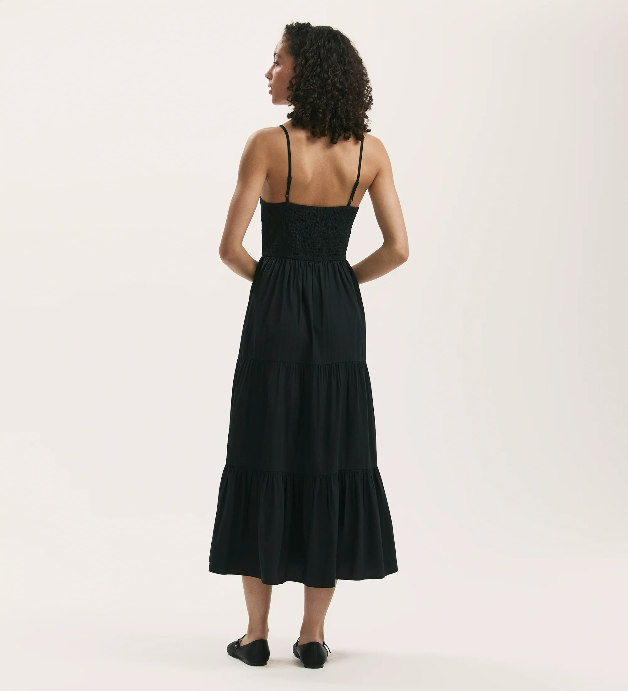 Emmie Black Cotton Midi Dress - Image 4