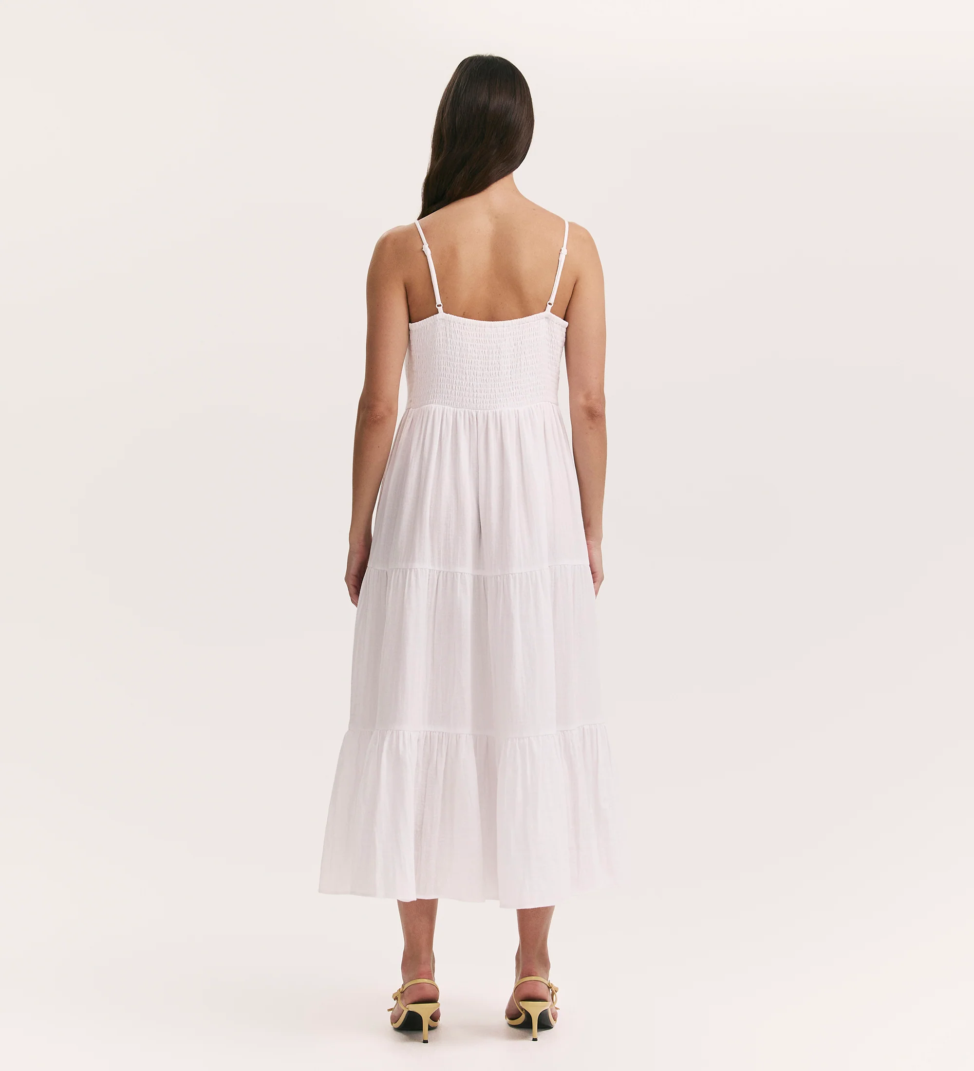 Emmie White Cotton Midi Tiered Dress - Image 5