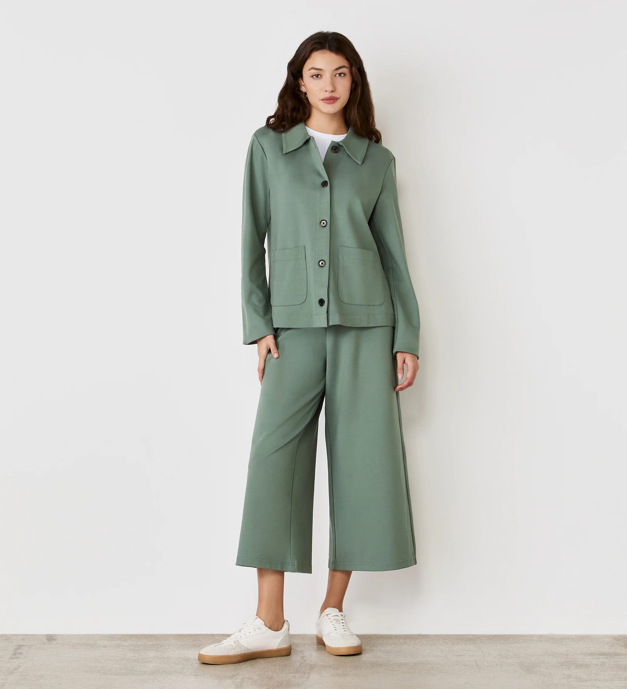 Enola Light Khaki Ponte Jersey Jacket - Image 2