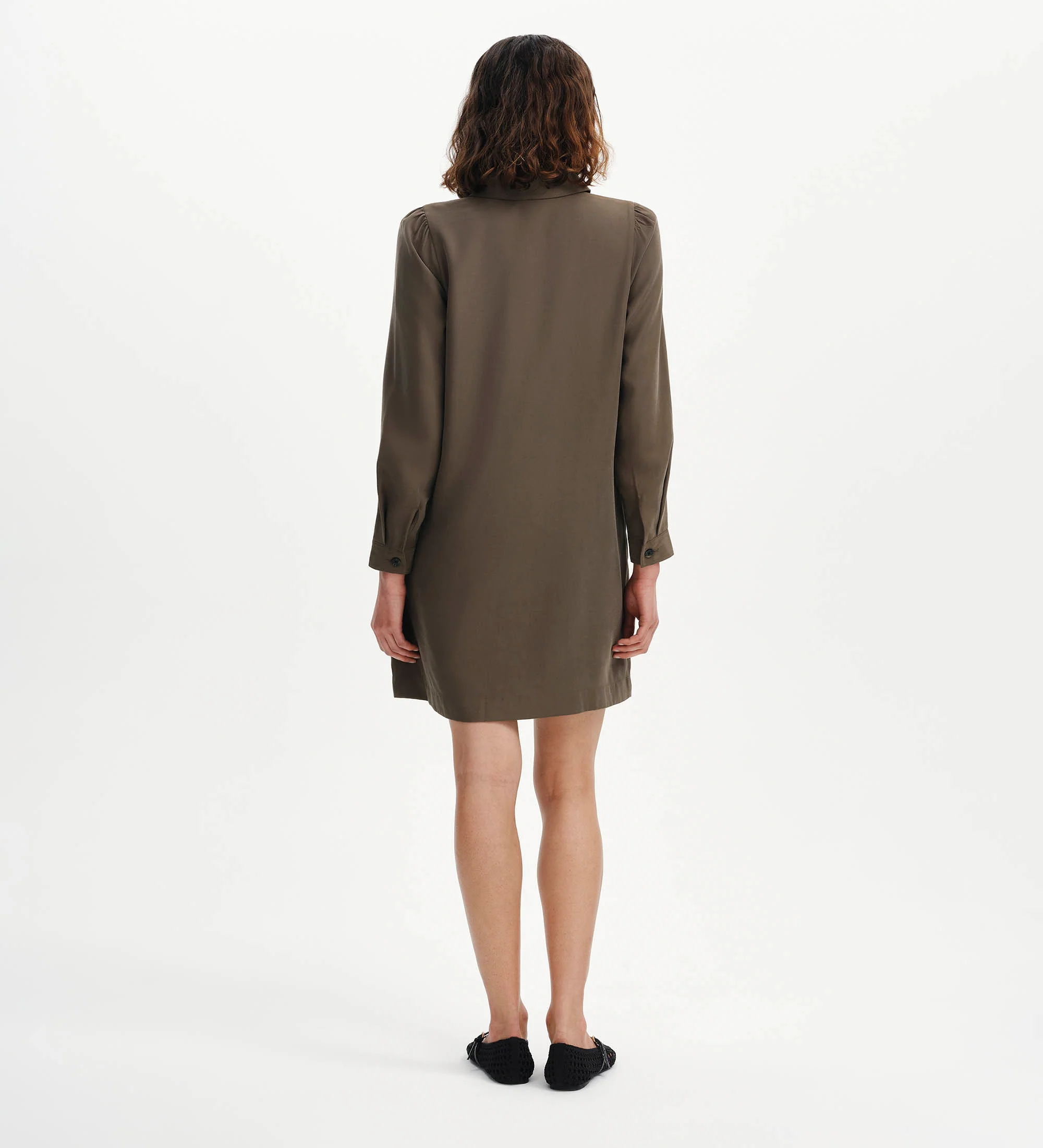 Enriko Khaki Cupro Short Dress - Image 5