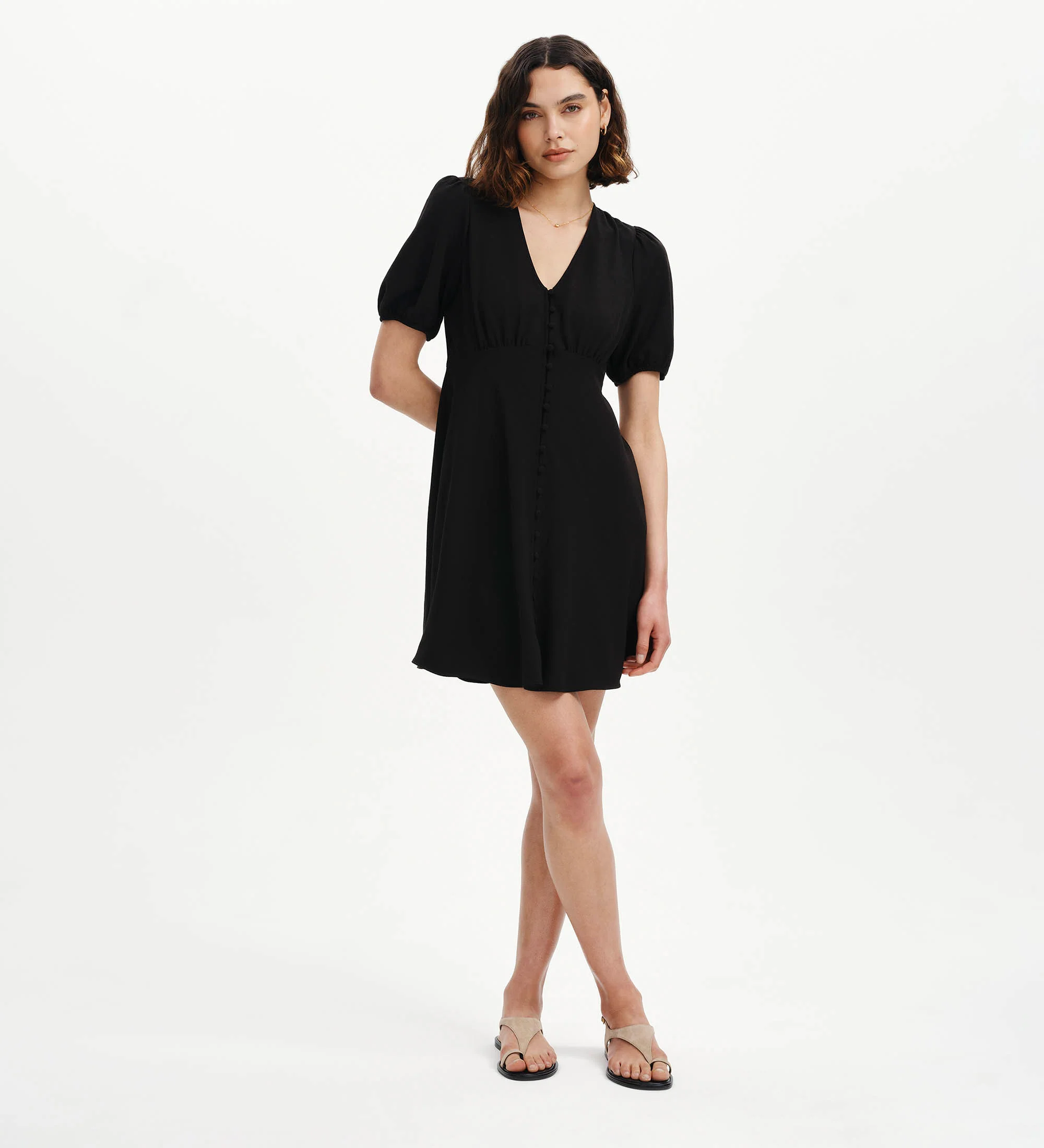 Ensley Black Button Through Short Dress - Image 5