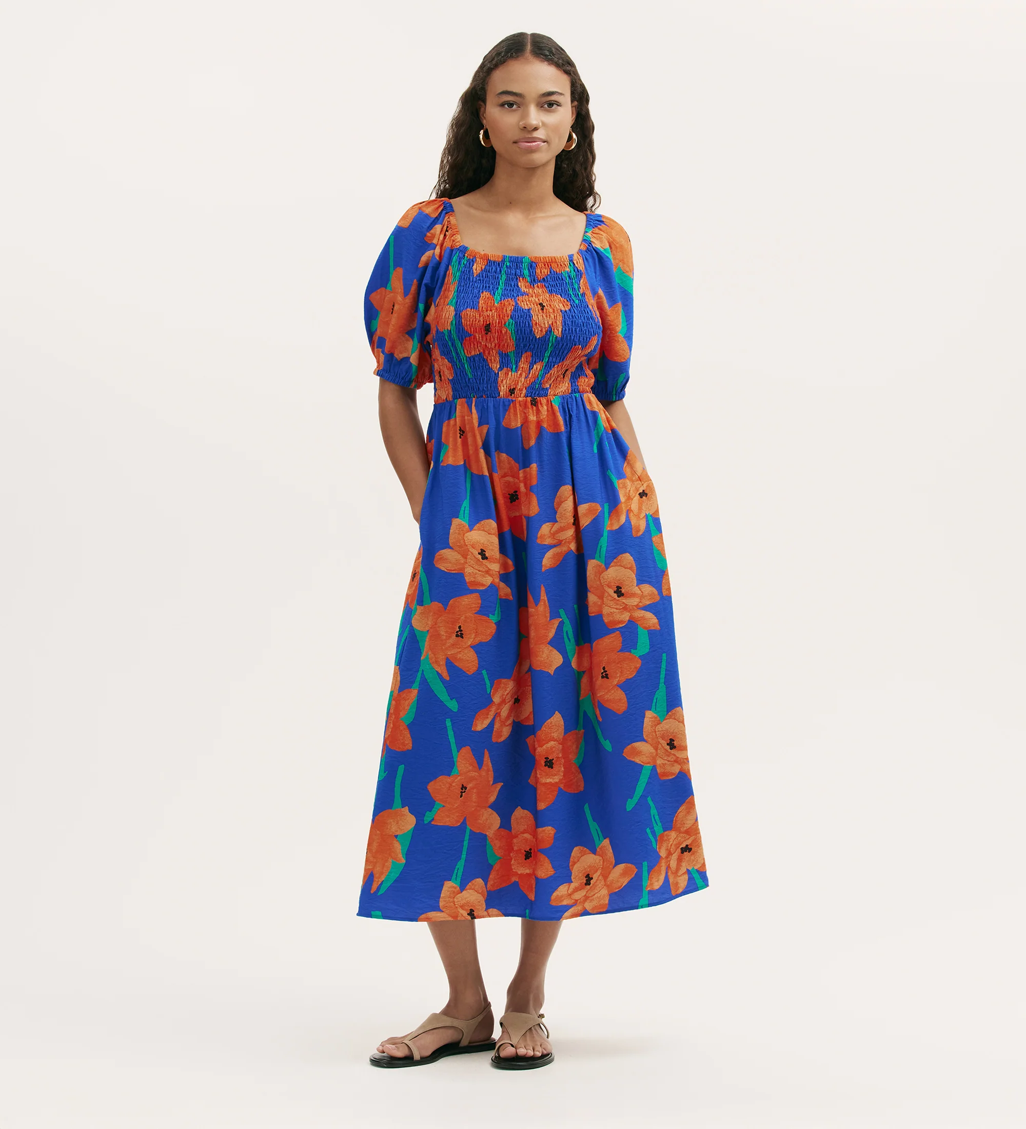 Enzo Blue Floral Midi Dress