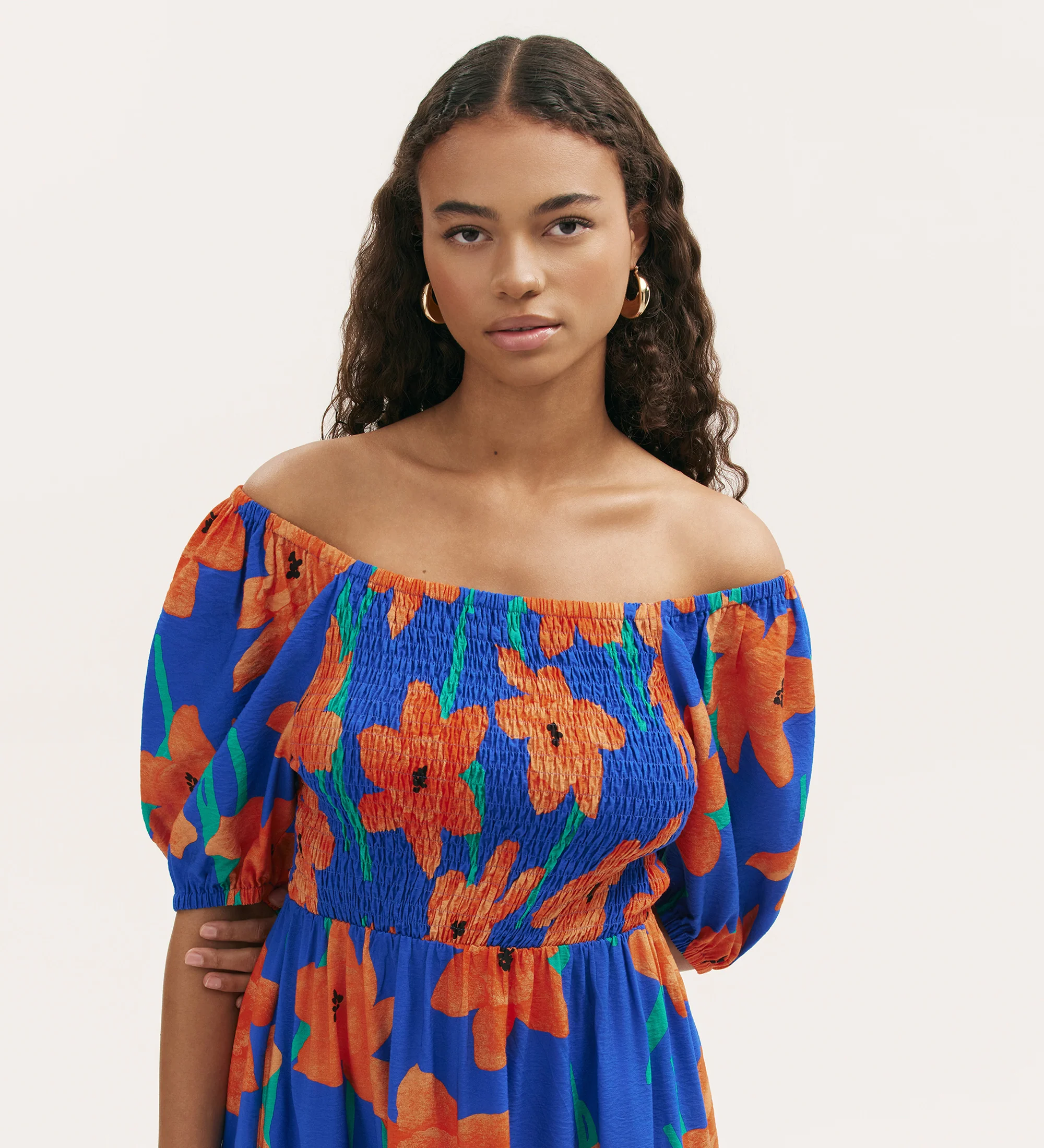 Enzo Blue Floral Midi Dress - Image 2