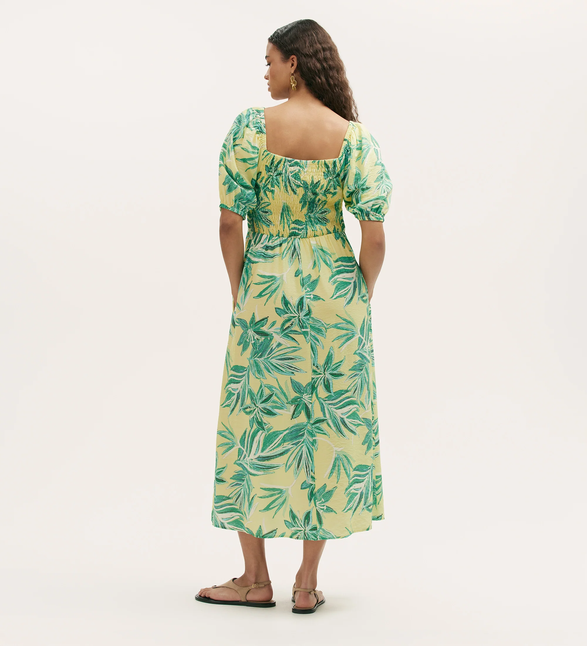Enzo Lime Tropical Bloom Midi Dress - Image 4