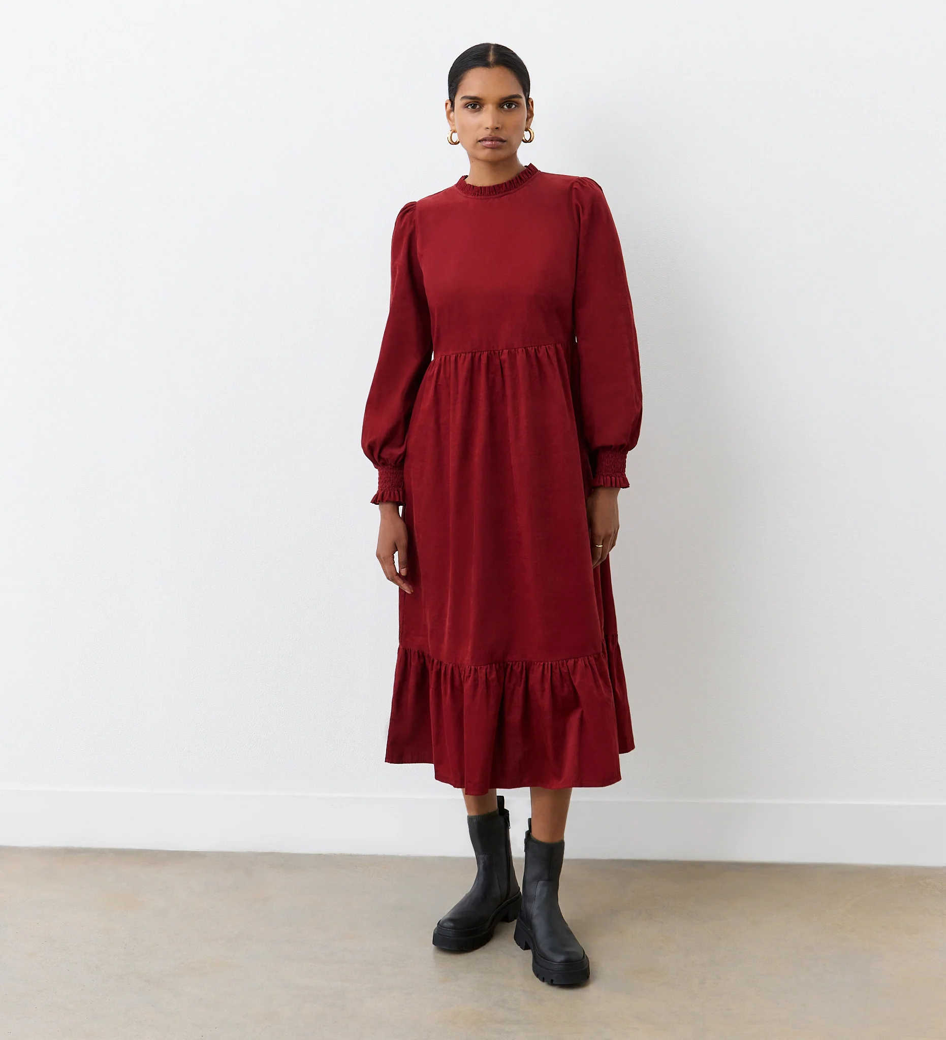 Esme Rust Corduroy Midi Dress - Image 3