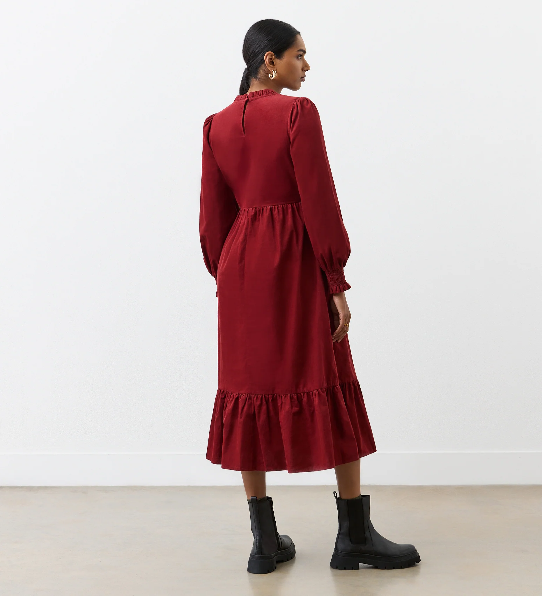 Esme Rust Corduroy Midi Dress - Image 4