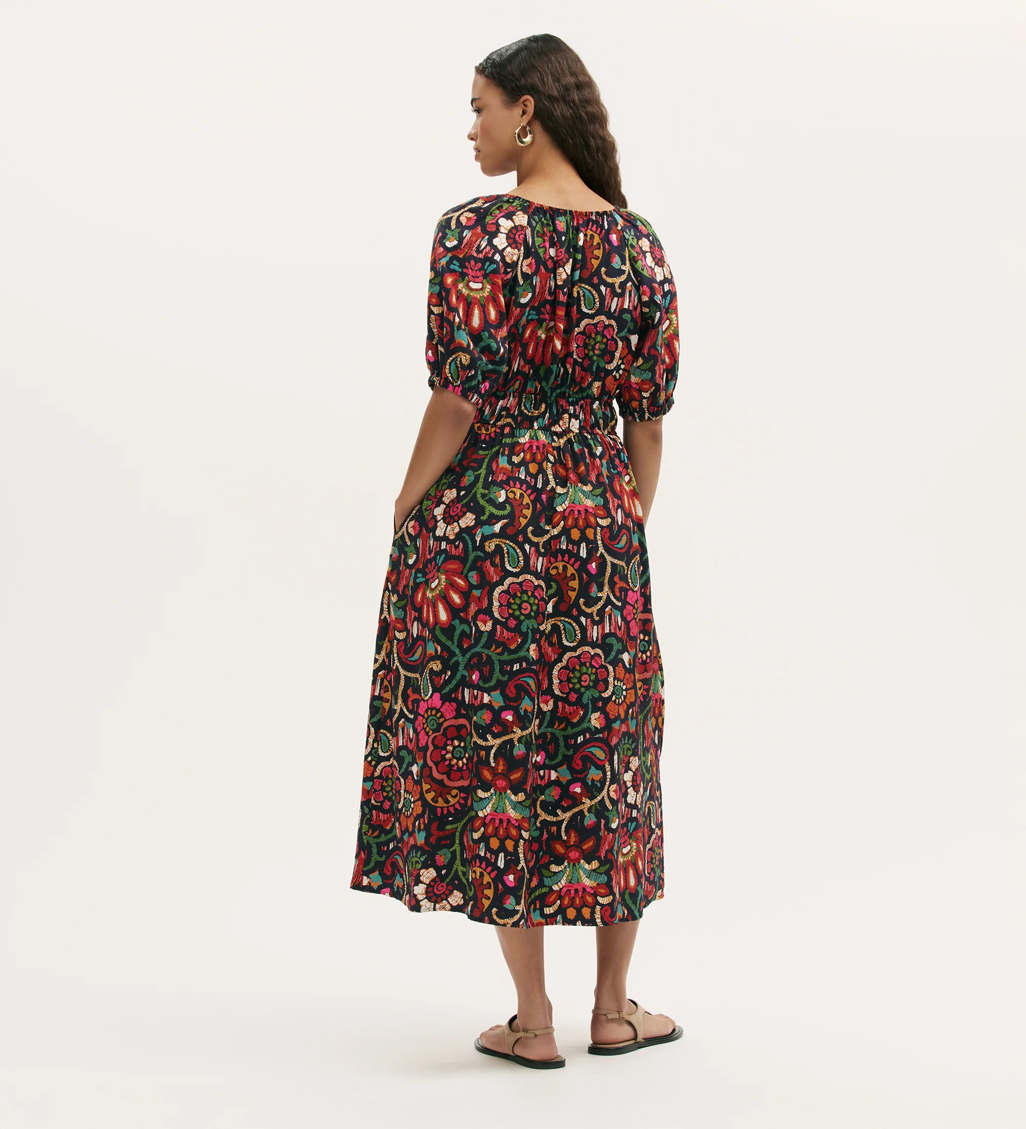 Estee Black Floral Midi Smock Dress - Image 4