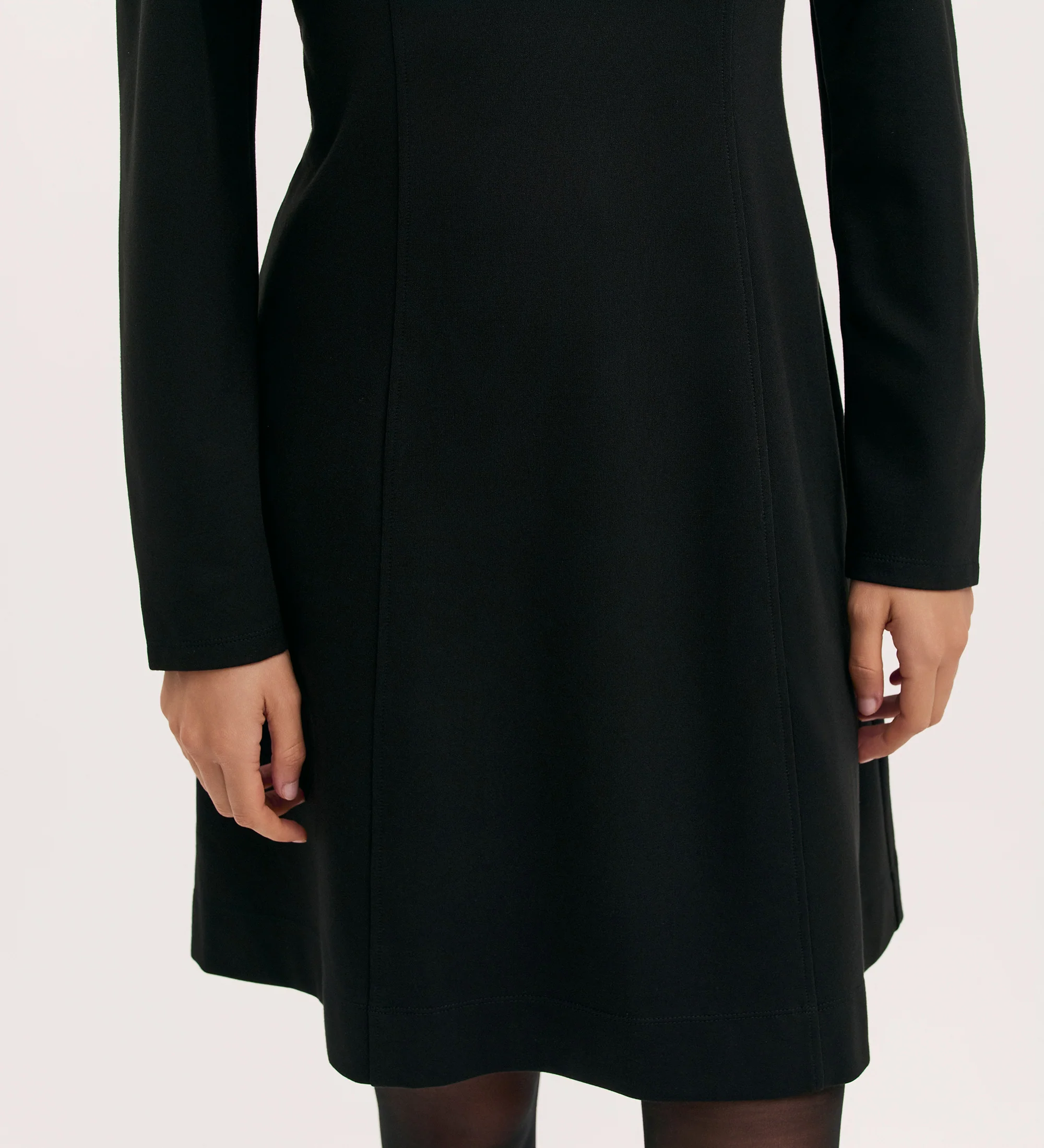 Eva Black Ponte Jersey Short Dress - Image 3