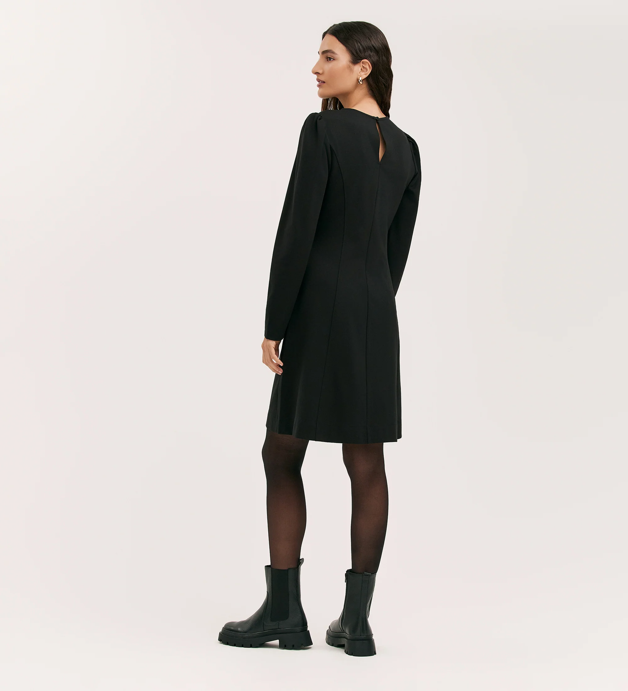 Eva Black Ponte Jersey Short Dress - Image 4