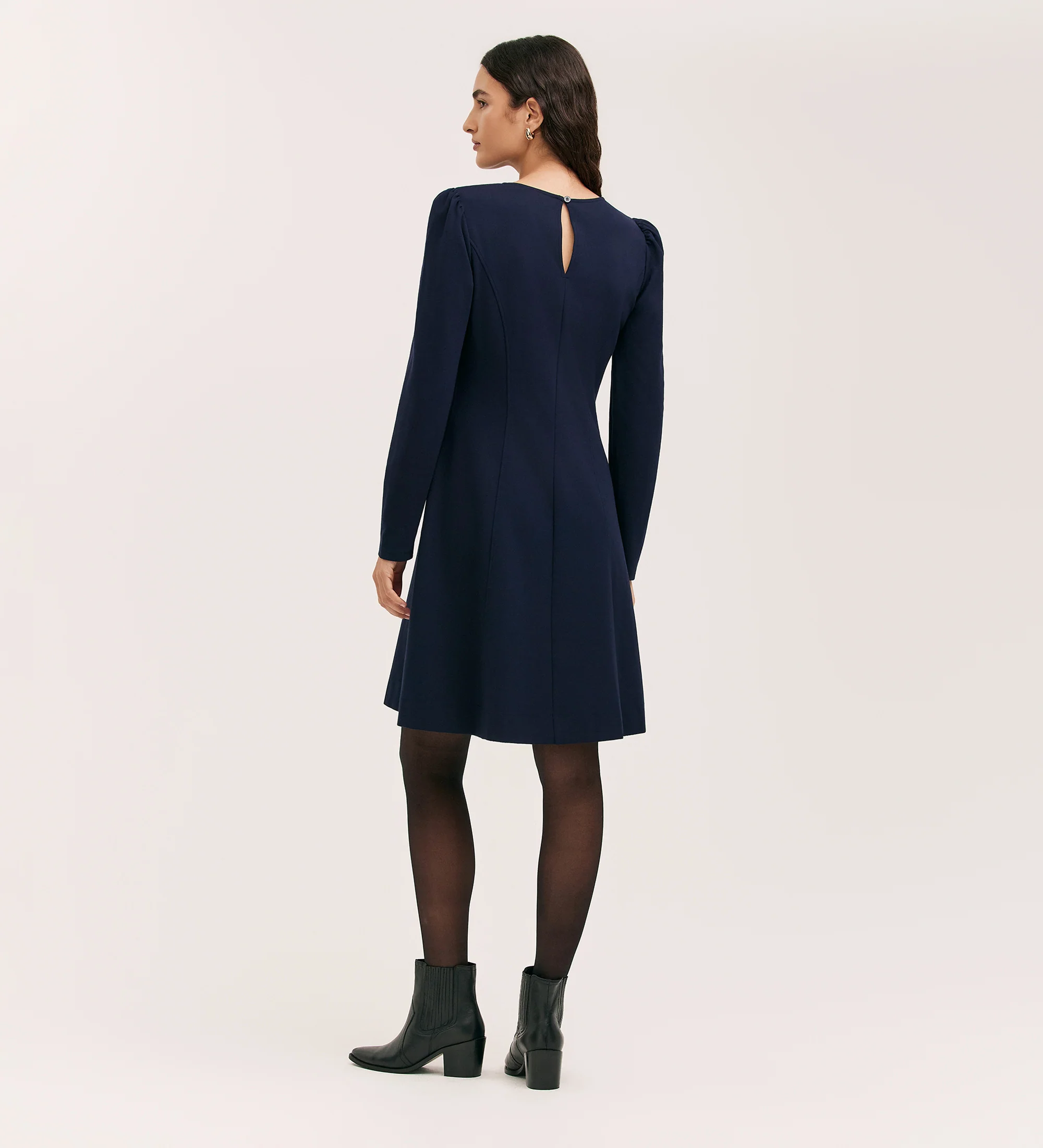 Eva Navy Ponte Jersey Short Dress - Image 4