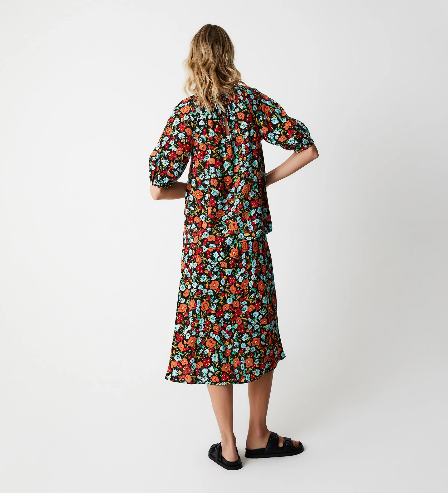Evelyn Black Botanics Midi Skirt - Image 3
